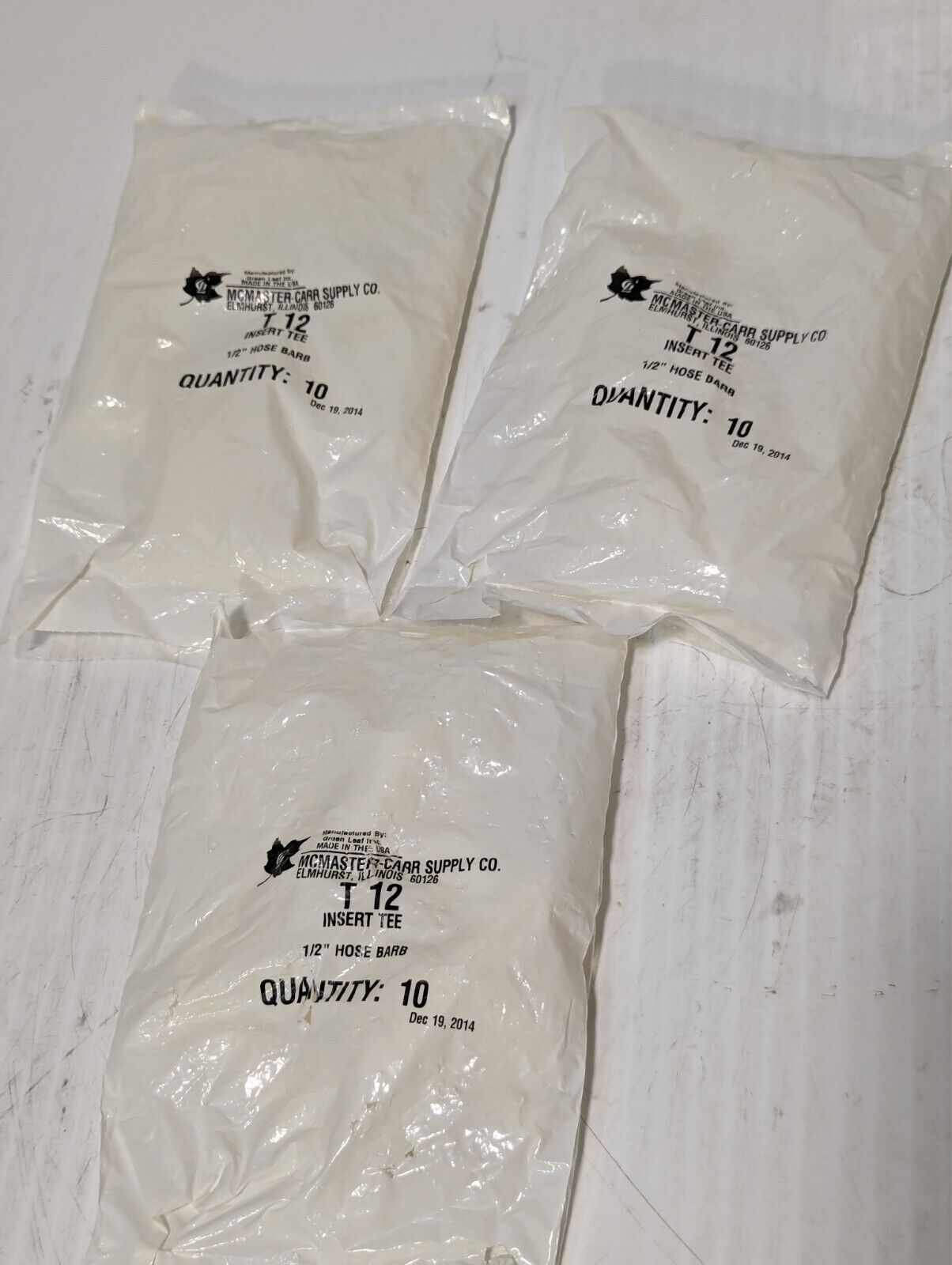 30 (3 Packs of 10) McMaster-Carr T12 1/2" Hose Barbs - Free Shipping