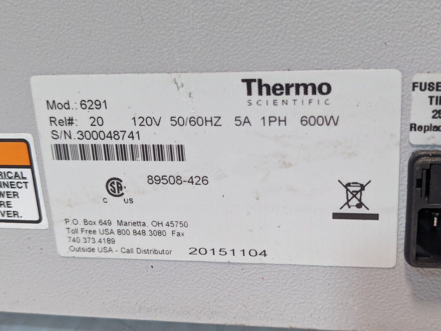 VWR 89508-426 Vacuum Oven, Model 6291, 120v @ 50/60Hz, Vol 19.8 L -Free Shipping