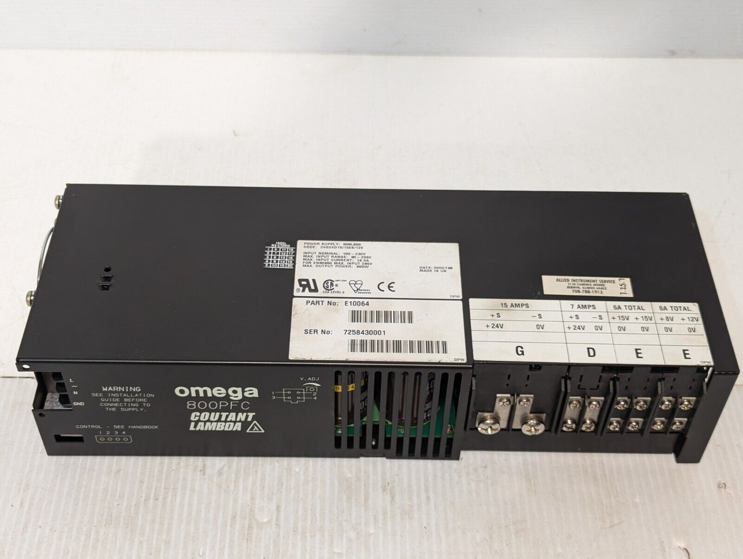 Omega 800PFC Coutant Lambda MML800 Power Supply MPM Printer - Free Ship+Returns