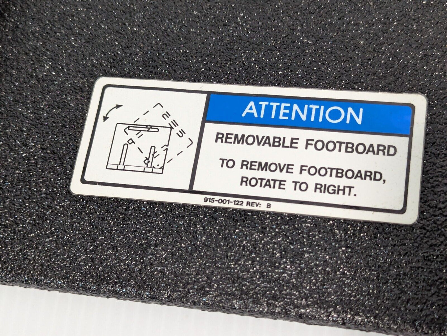 915-001-122 Rev B - Removable Foot Board \ Footrest - Free Shipping