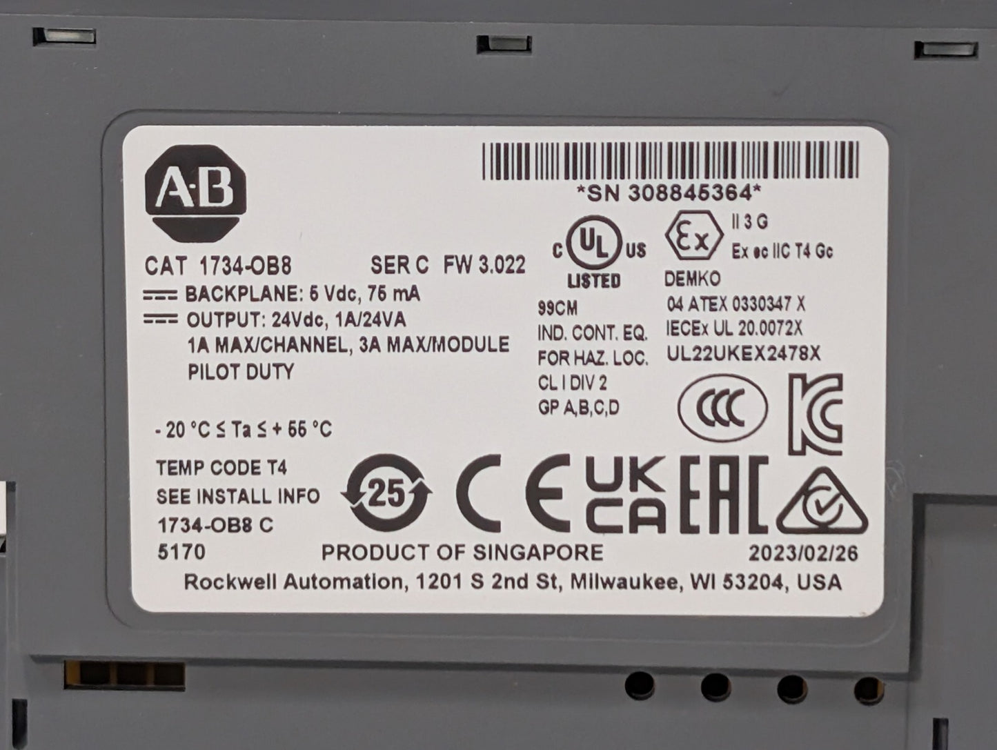 Allen Bradley 1734-OB8 Ser C Point I/O 8 Point Digital Output Module