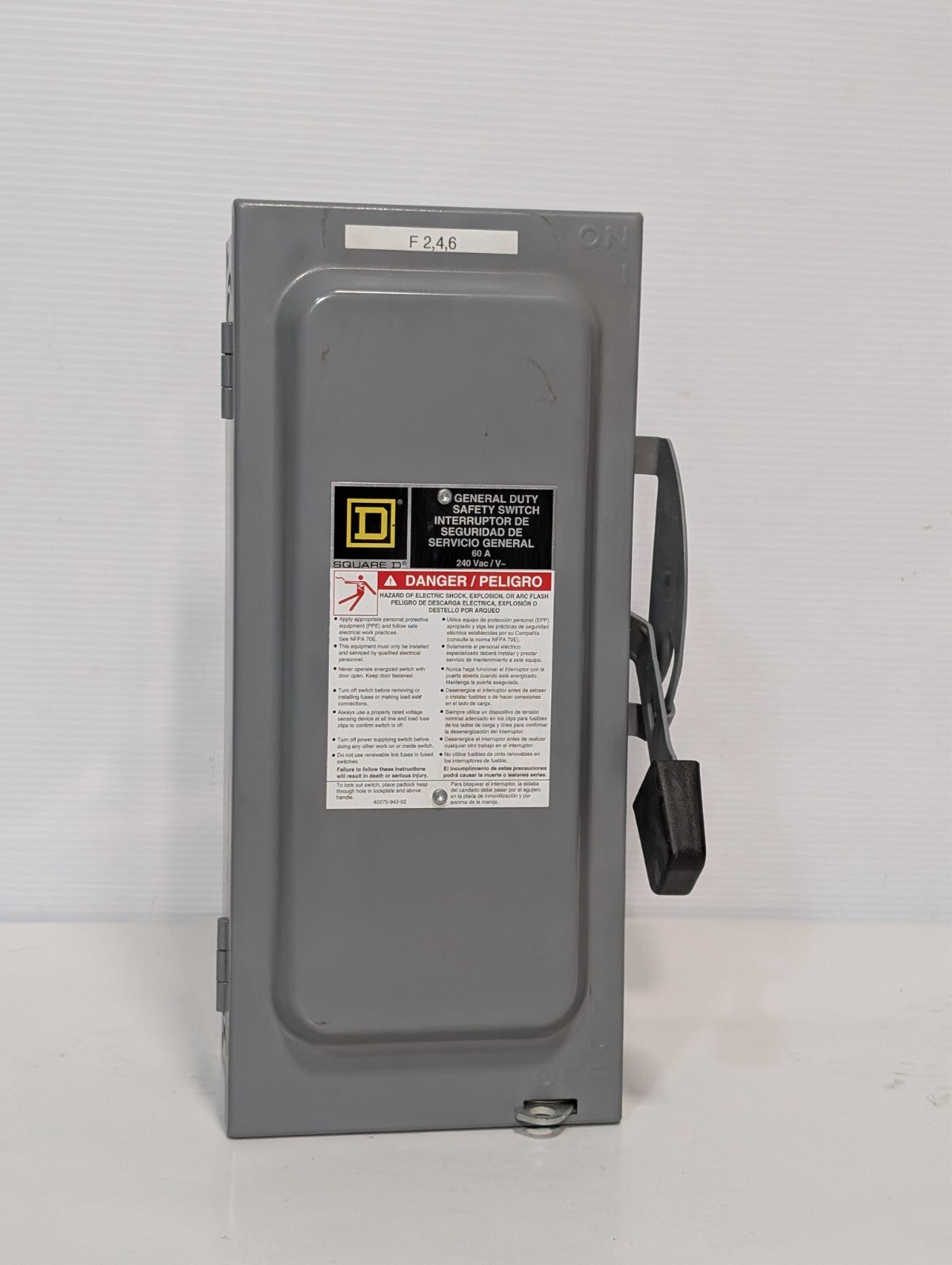 Square D D322N General Duty Safety Switch Fusible 60A 3PH 240VAC FRN-R-35 Fuses