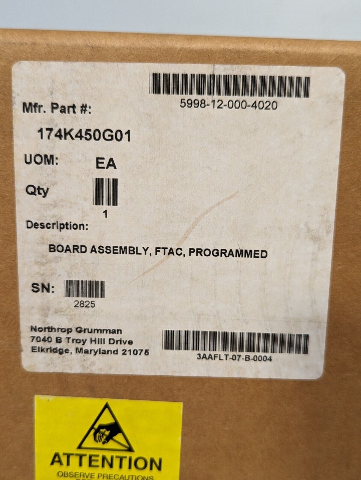 5998-12-000-4020 174K450G01 FTAC Programmed Circuit Board - Free Shipping