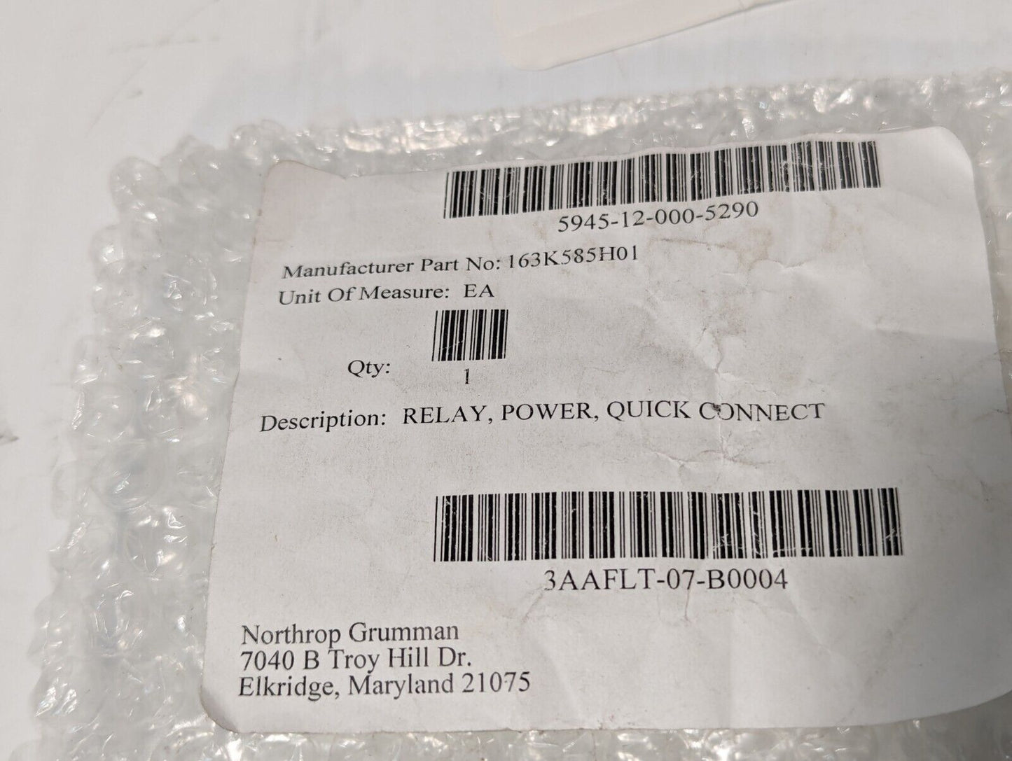 163K585H01 Relay Power Quick Connect 24V - Free Shipping