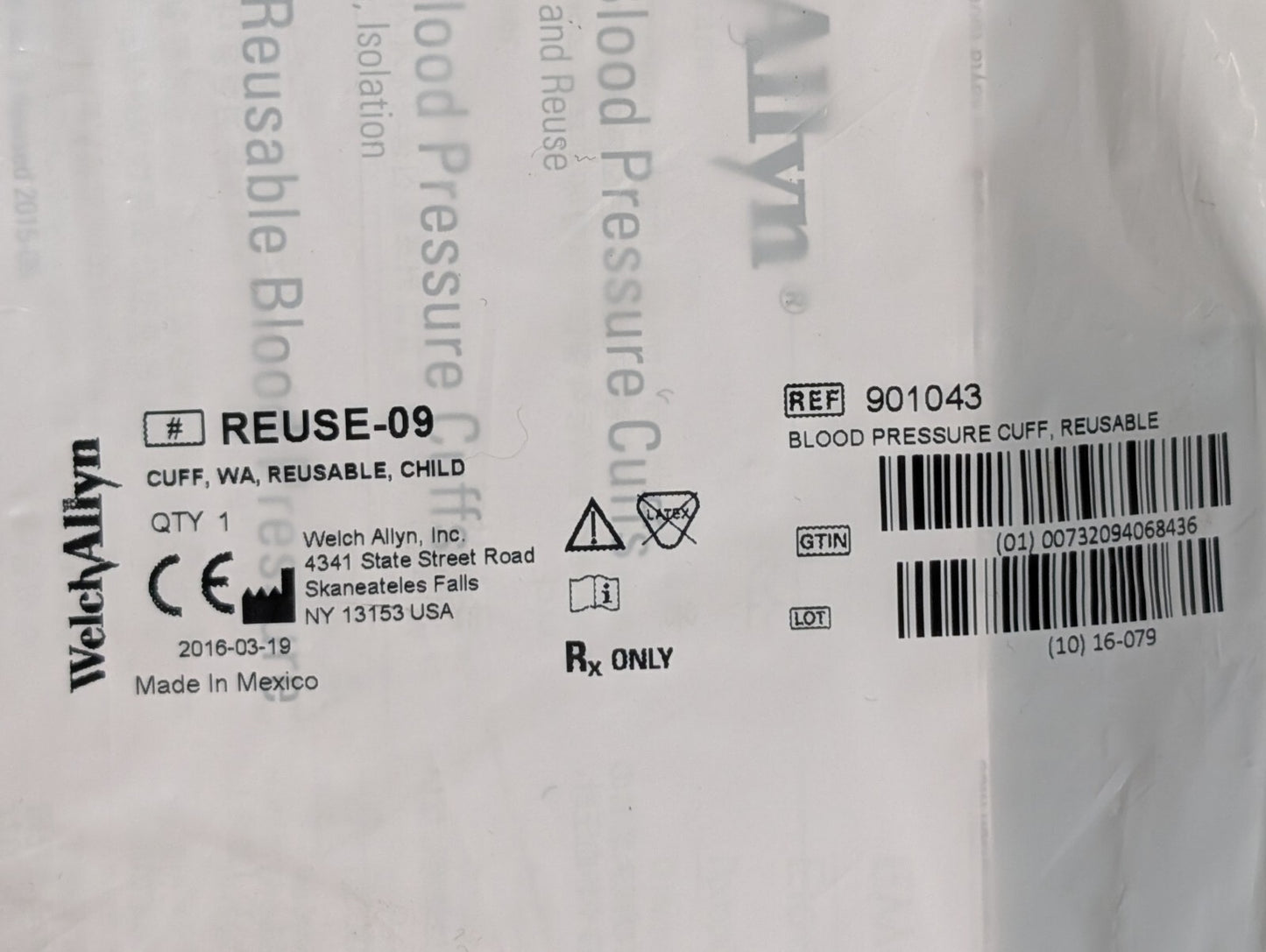 3) Welch Allyn FlexiPort Reusable Blood Pressure Cuffs, Large Adult 12 & Child 9