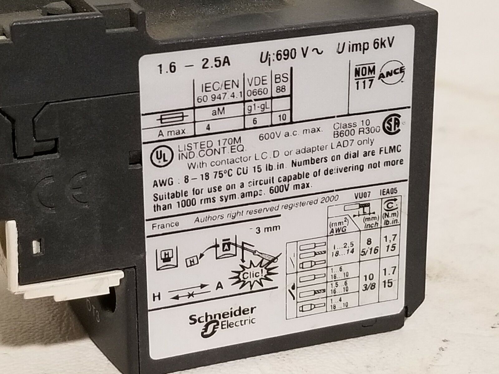 Square D Telemecanique LRD 07 LRD07 overload relay