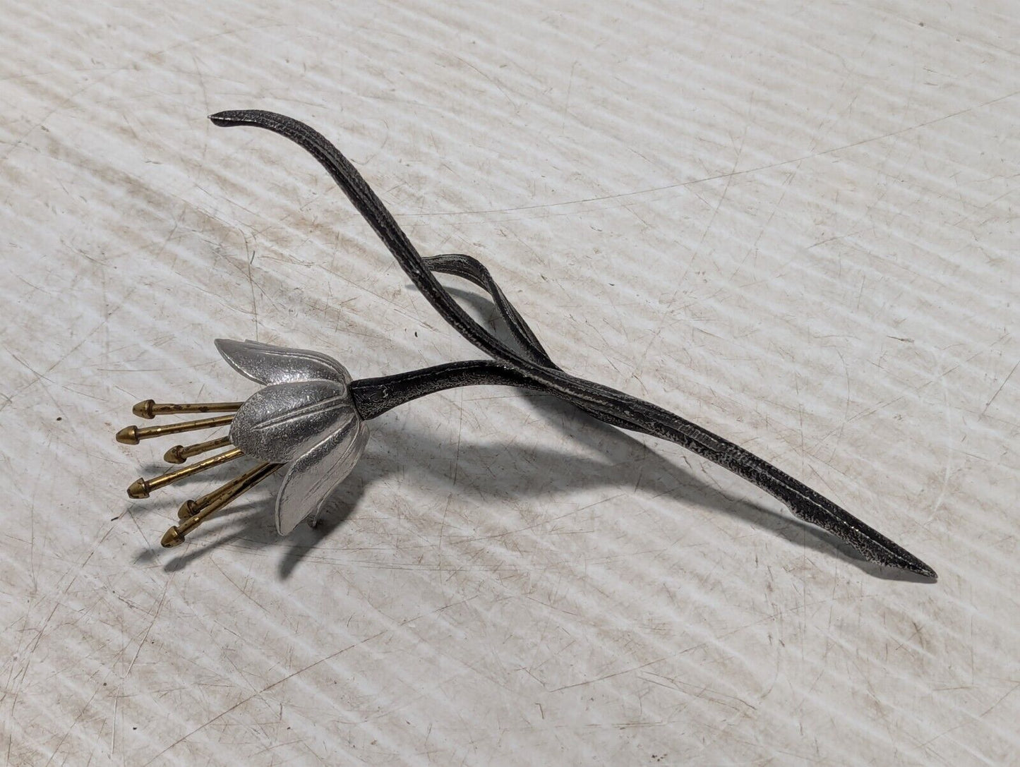 Vtg Rare Silver Lotus Flower Decoration, Removable Flower and Center - Free Ship
