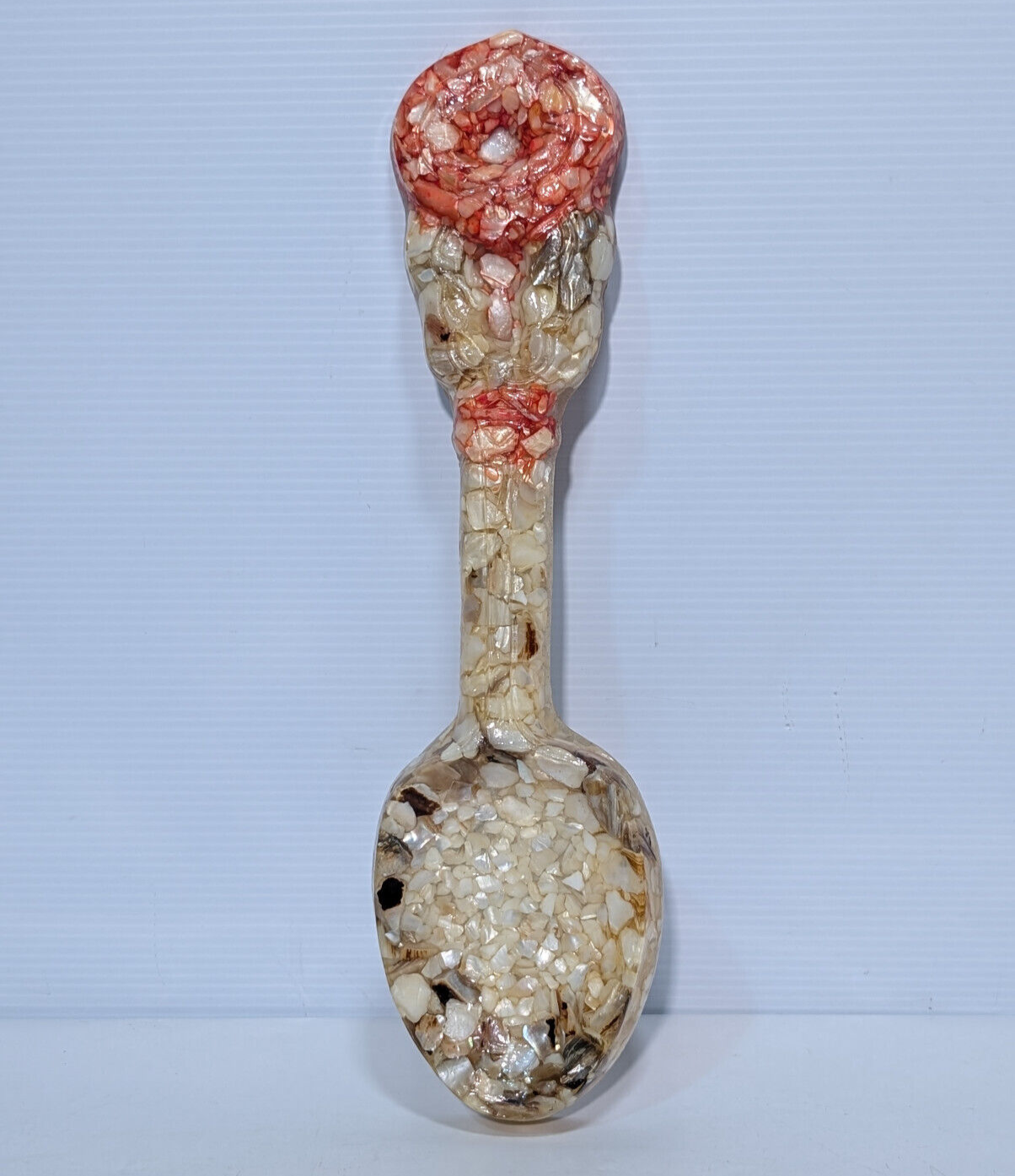 Vintage Set Fork Spoon Wall Hanging Epoxy Shell Mother of Pearl Resin Art 15.5"