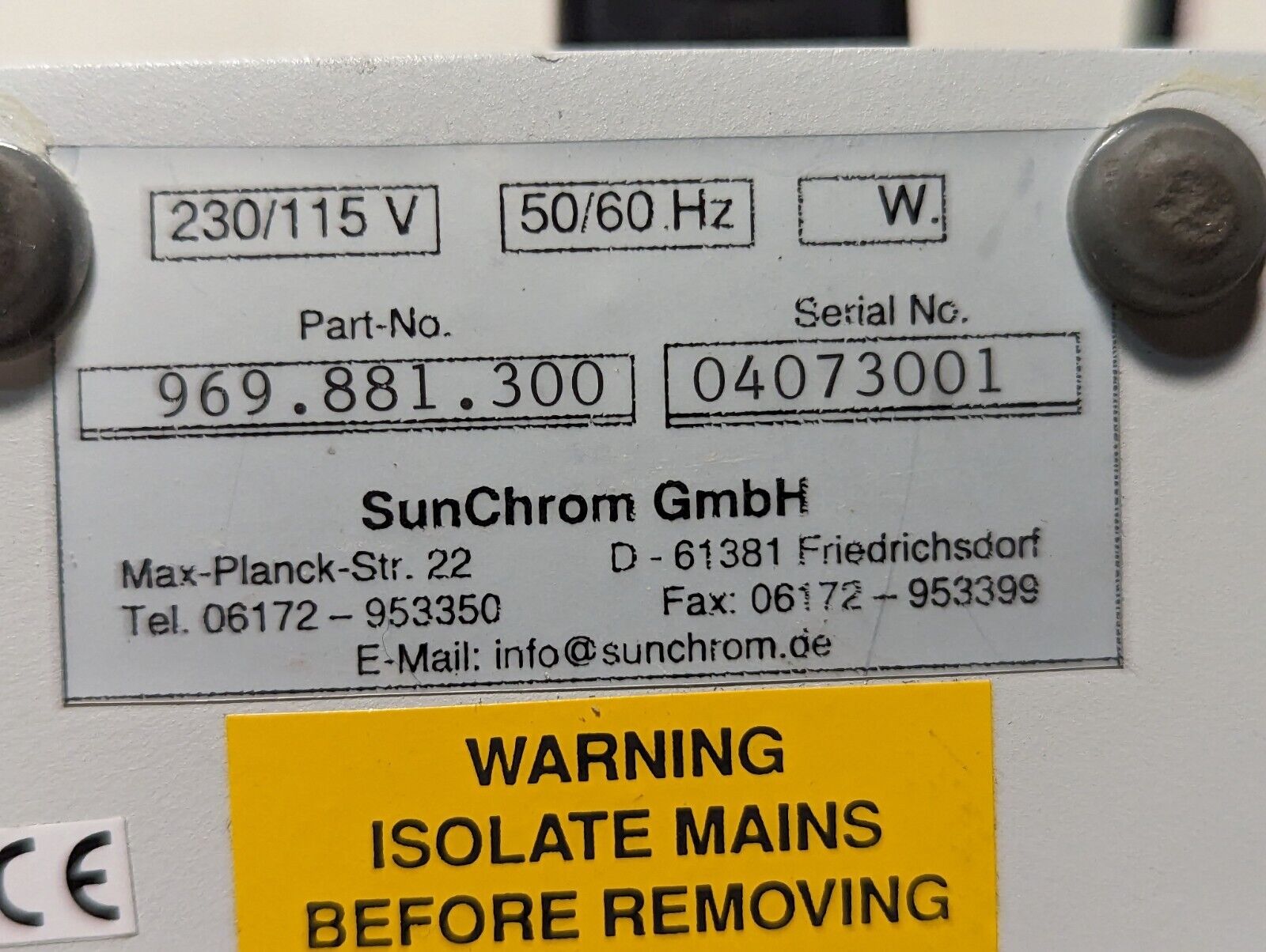 SunChrom 969.881.300 Column Heater 2/1