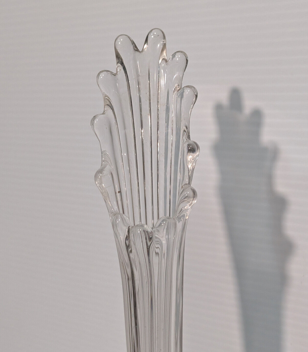 Vintage Clear Crystal Vase Stretch Swung Glass Splash Long Stem 17.5"