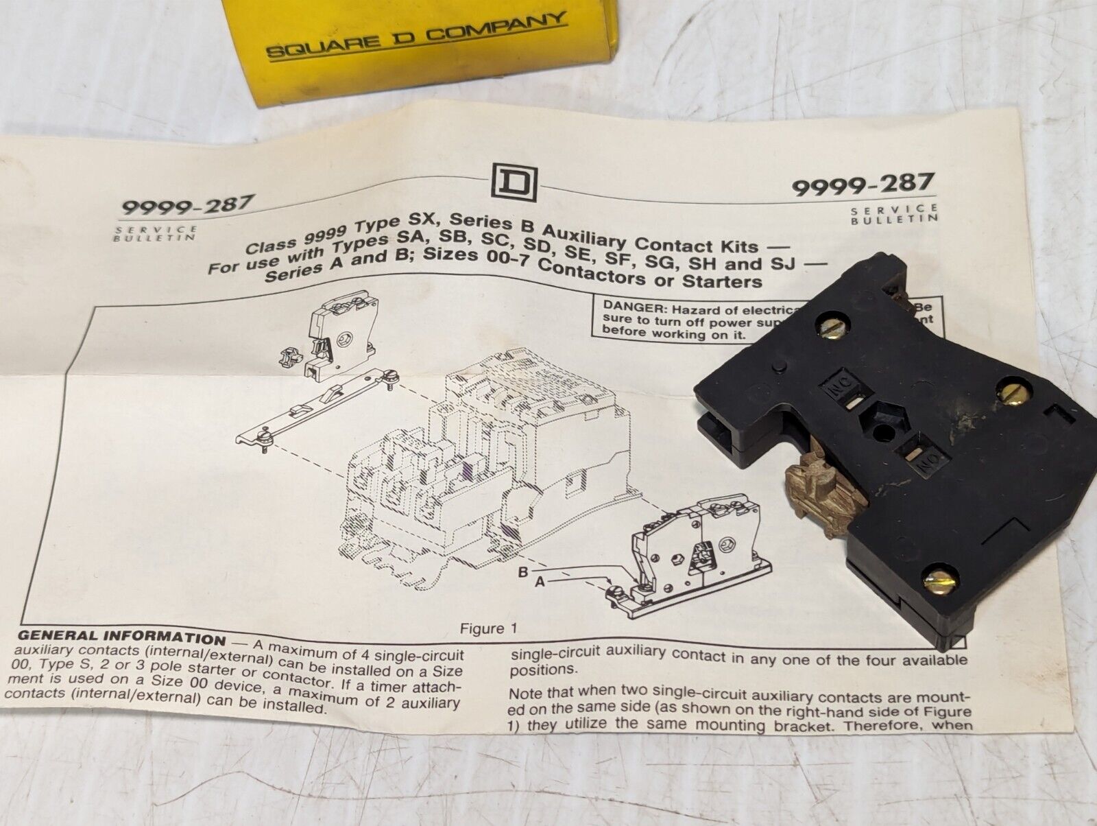 Square D 9999-287 Electrical Interlock Auxiliary Contact Kit - Free Shipping