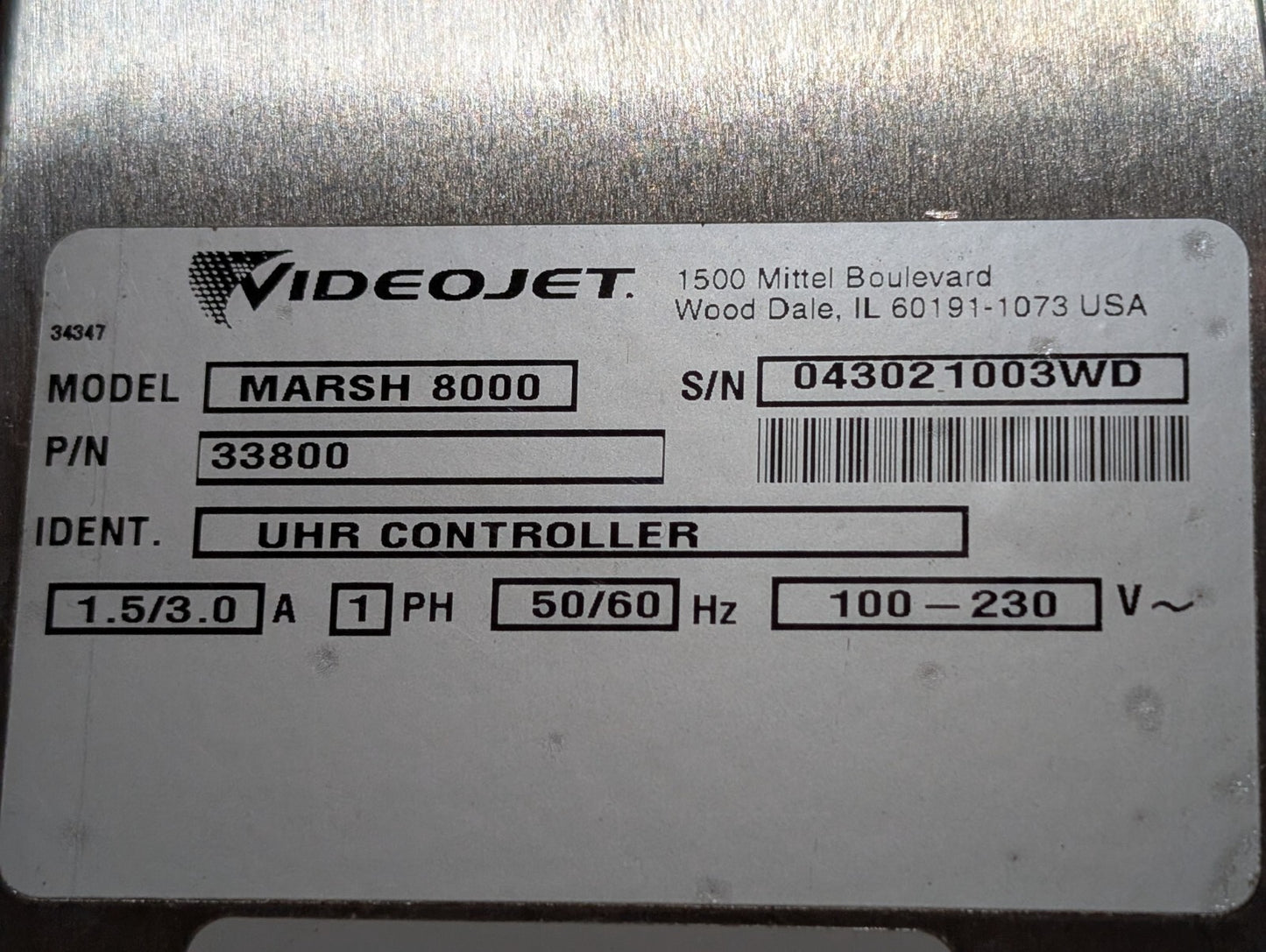 VideoJet 33800 Marsh 8000 Ultra High Resolution Controller for Printing System