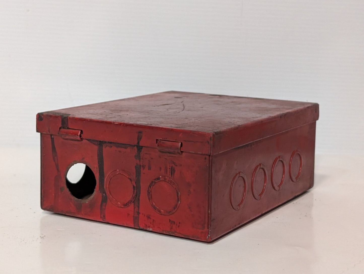 Unbranded Junction Box Enclosure 8" x 6" x 3.25", Punch Outs, Hinged Lid, Red