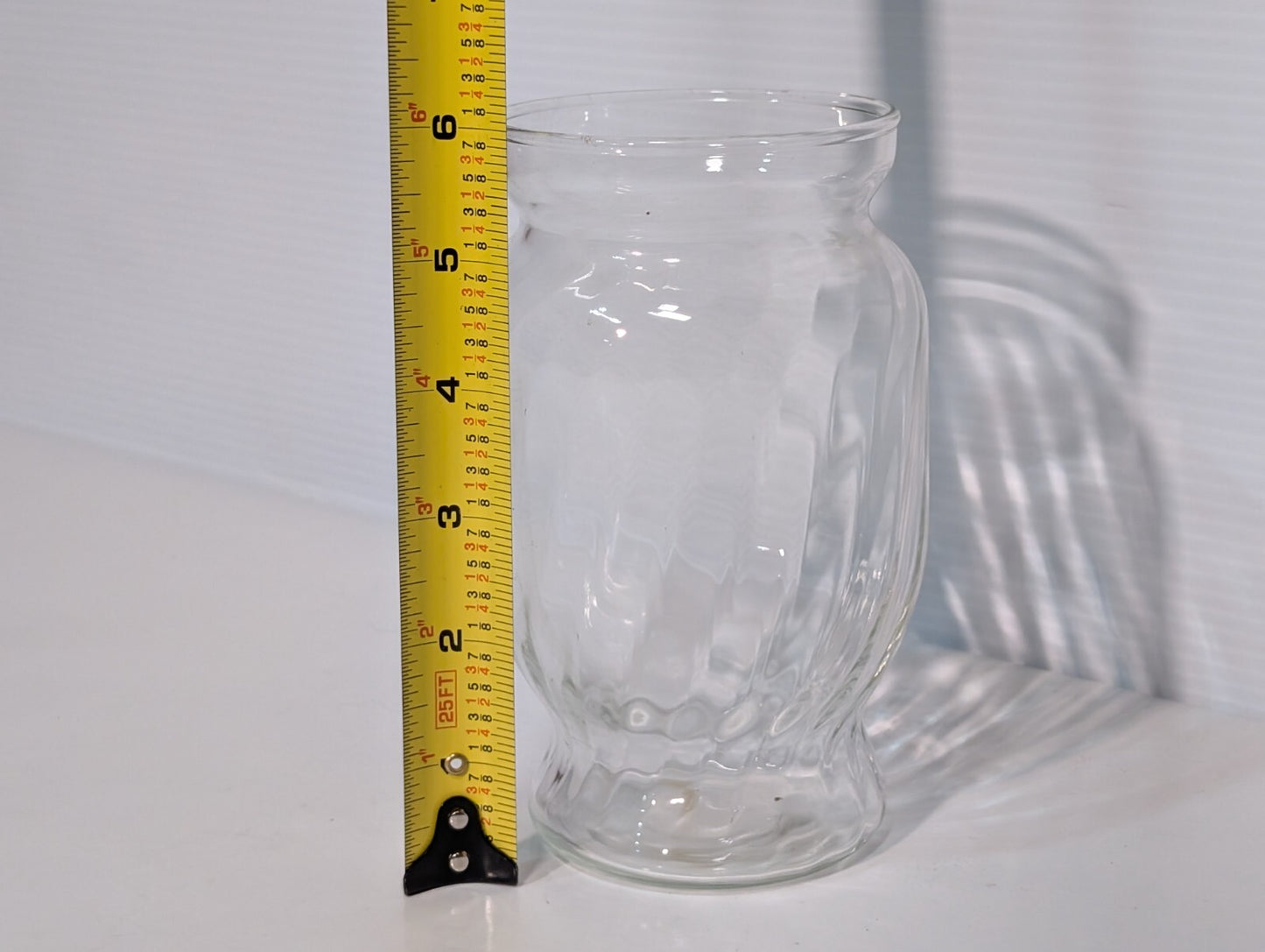 Vintage Clear Glass Jar Twisted Swirl with Lid 8 1/4" Tall