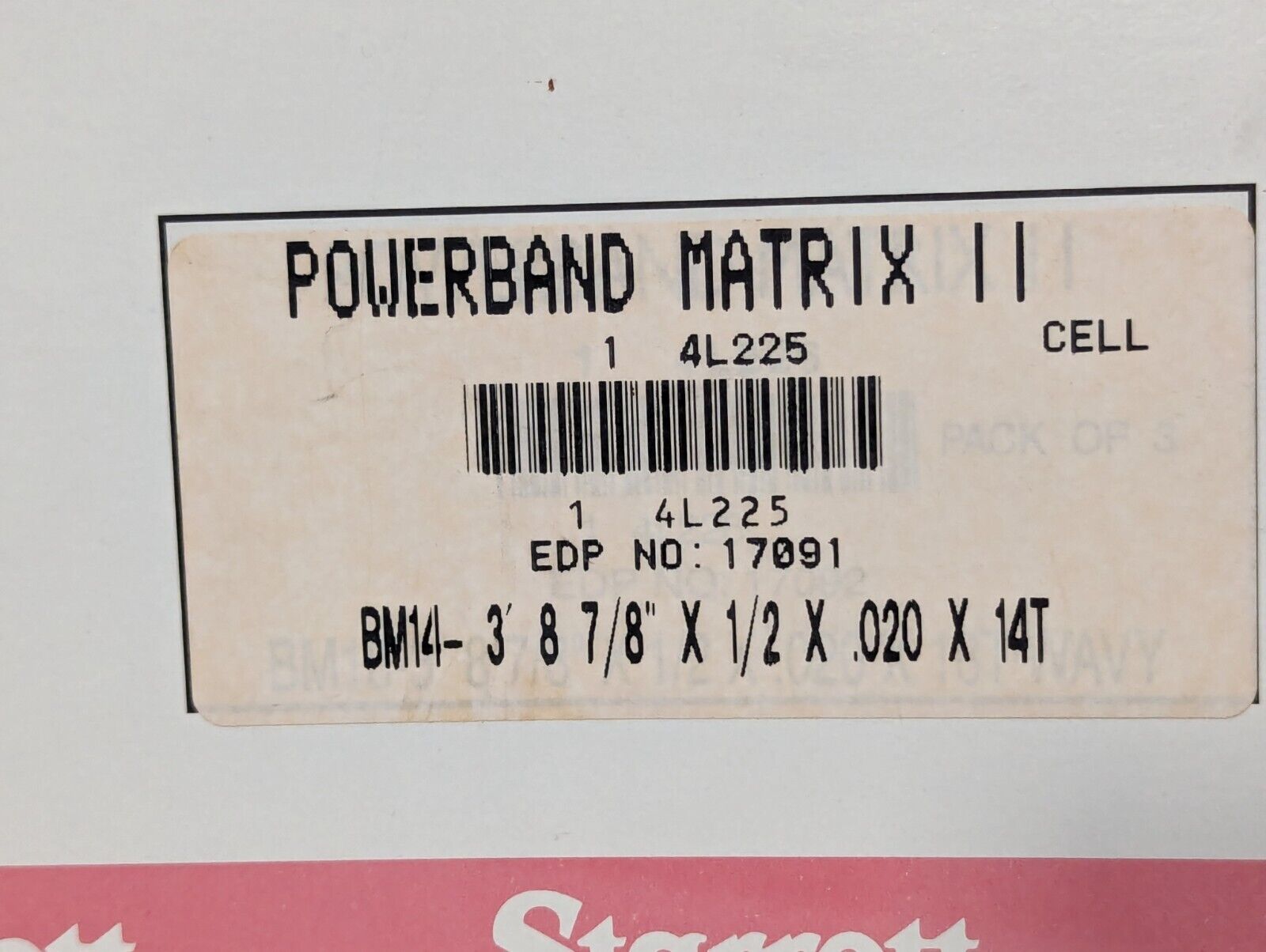 Starrett BM14 Portable Band Saw Blade, 3’ 8-7/8” L, ½” W X 0.020” Thk - 3 Pieces