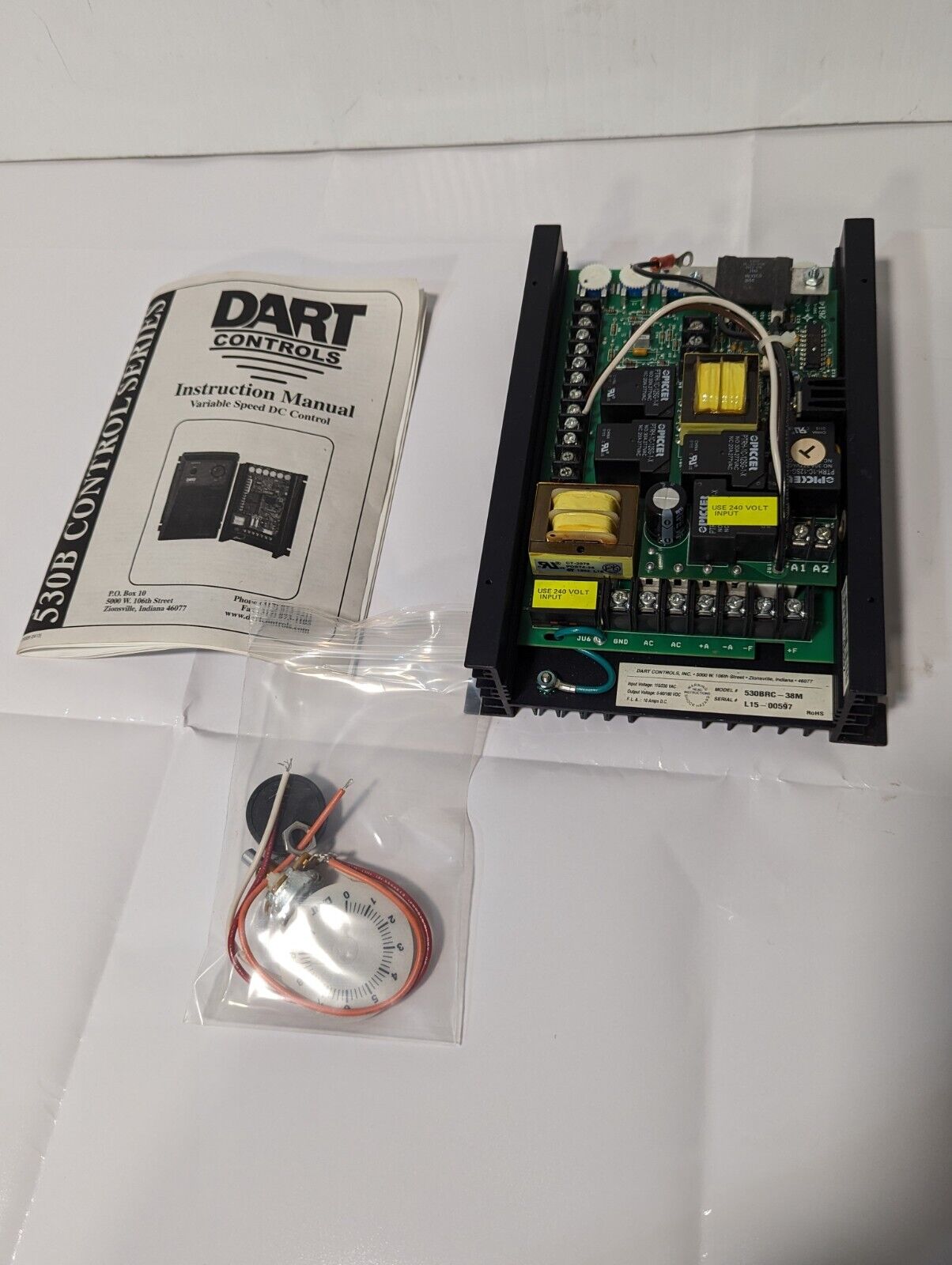 Dart Controls 530BRC-38M DC drive, 1/8 to 2.0 HP, dual voltage relay chassis