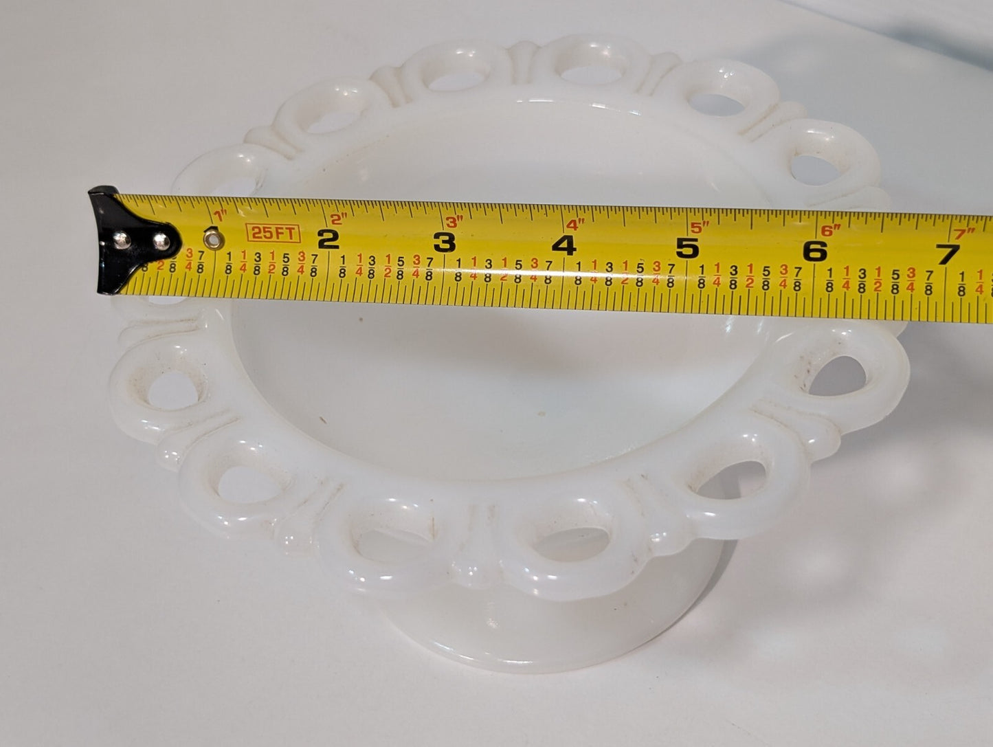Vintage Anchor Hocking Milk Glass Lace Edge Old Colony Pedestal Compote Dish