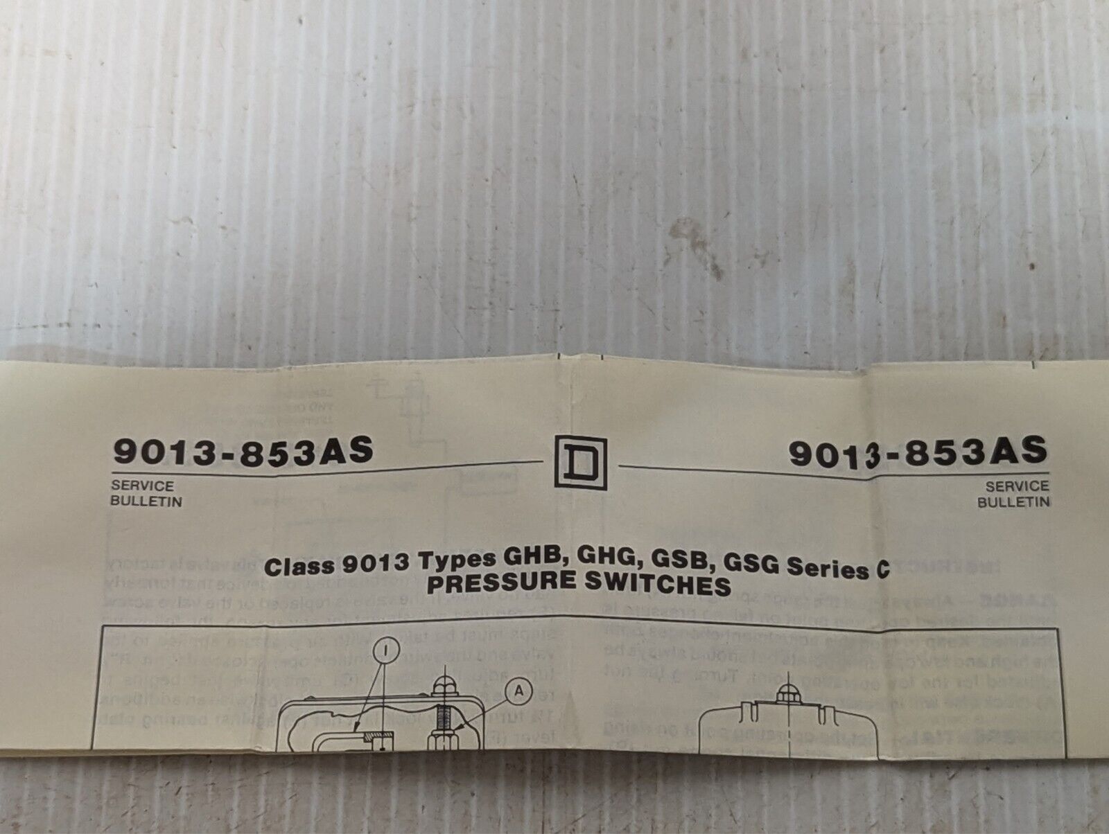 Square D 9013-853AS Pressure Switch - Free Shipping+Returns