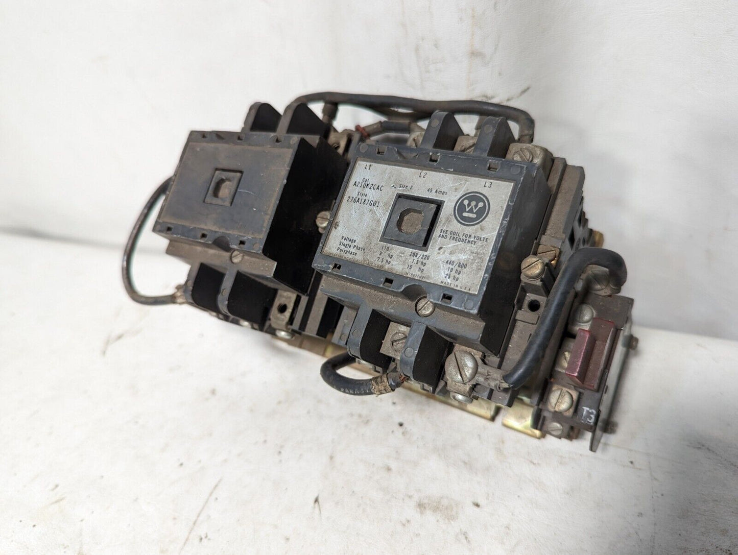 Westinghouse A210K2CAC starter, 764A791G01, NEMA sz 2, 45A, w/o mech. interlock