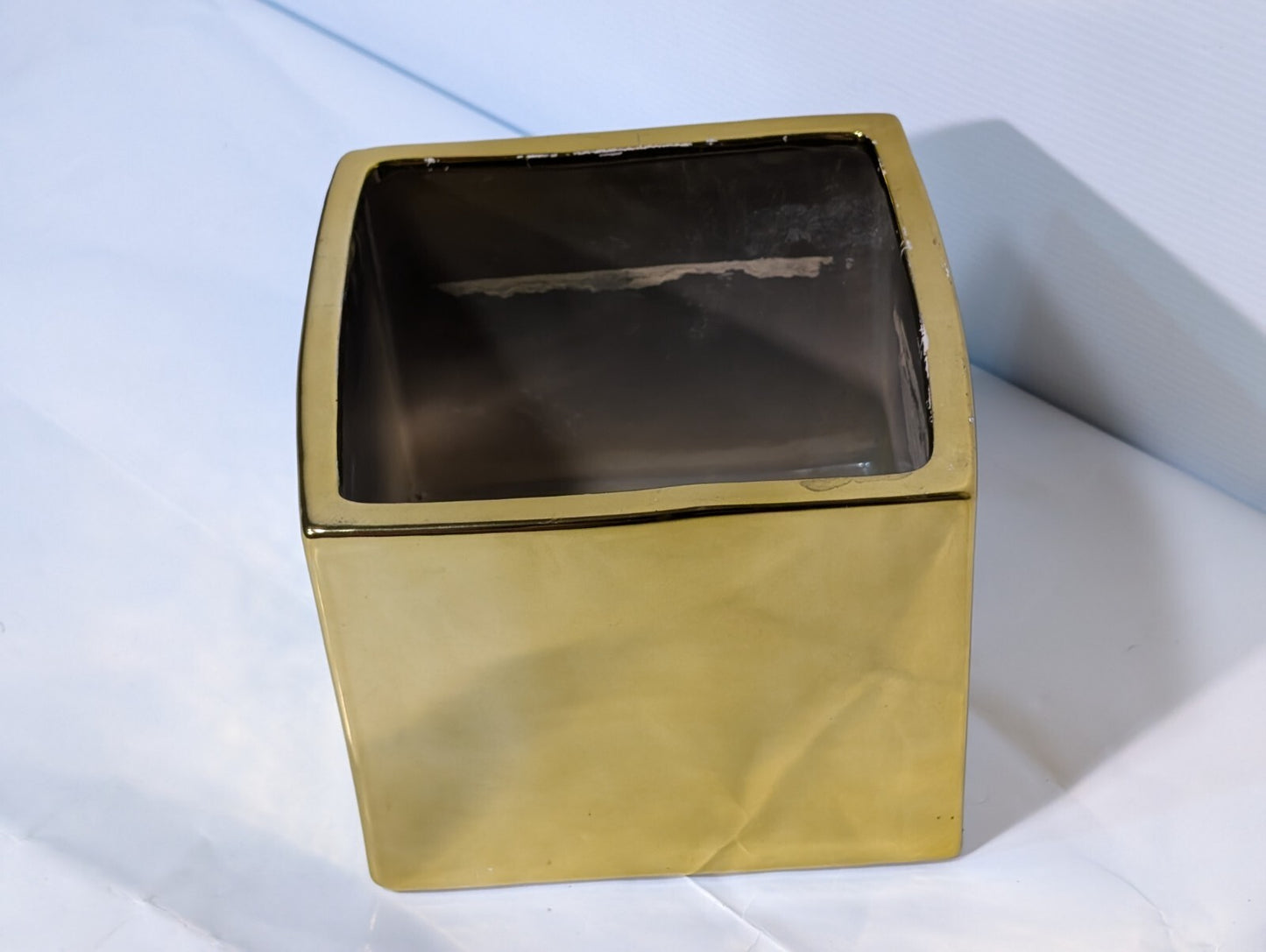 UCI Handcrafted Square Planter, Gold, 7.5" Wide x 7.5" Deep x 6.5" Tall