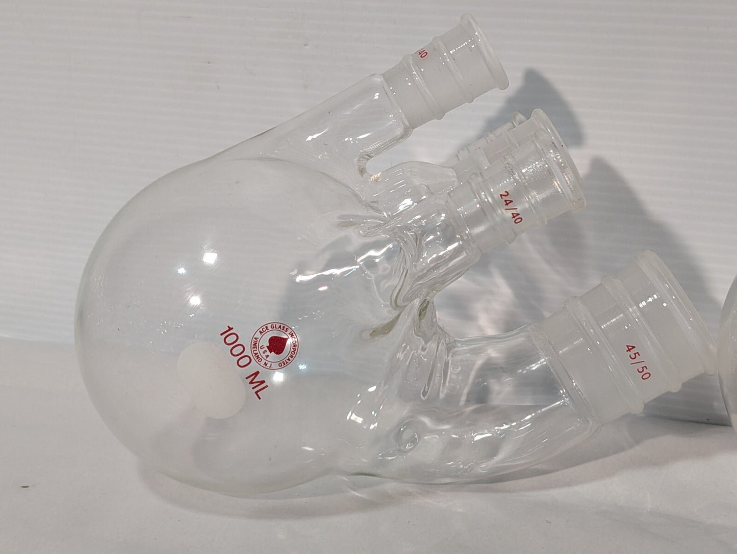 Ace Glass 4 Neck Round Bottom 1000ml Boiling Flask, (3) 24/40 & (1) 45/50