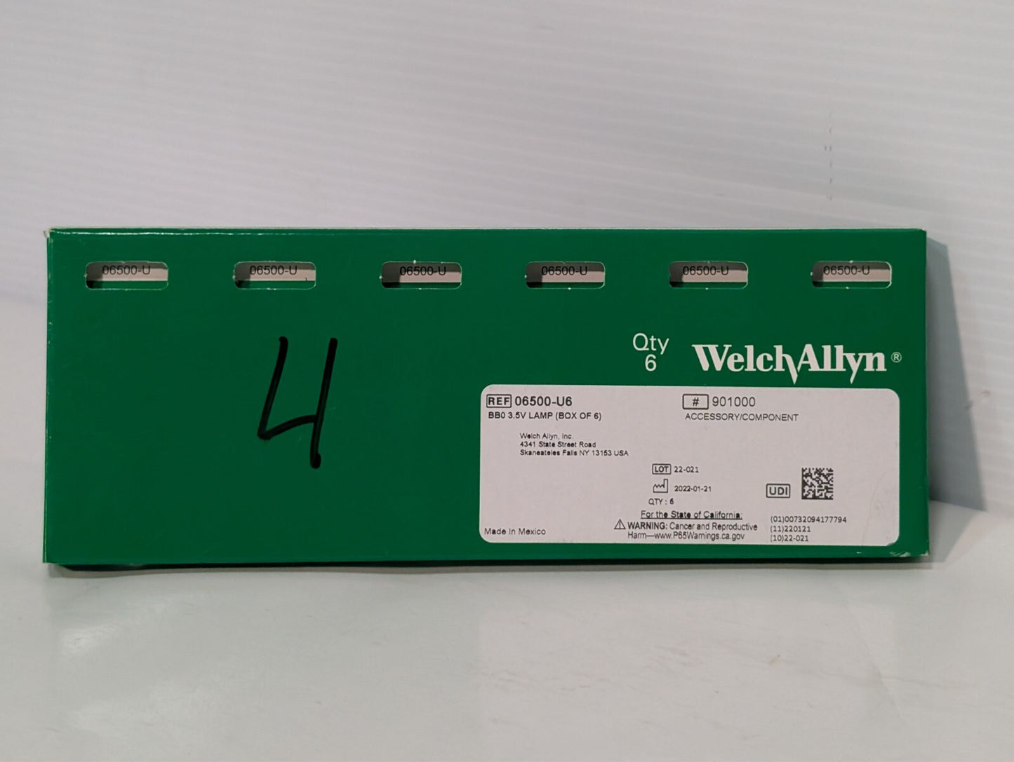 8 pcs Welch Allyn 06500-U6 Genuine OEM Replacement 3.5v Halogen Lamp