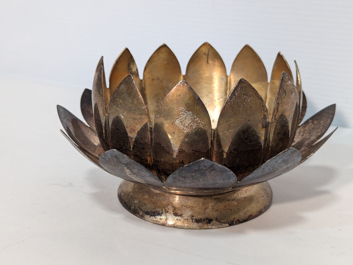 Vintage Brass Lotus Candle Holder Cone Incense Burner Dish Nested Removable Part