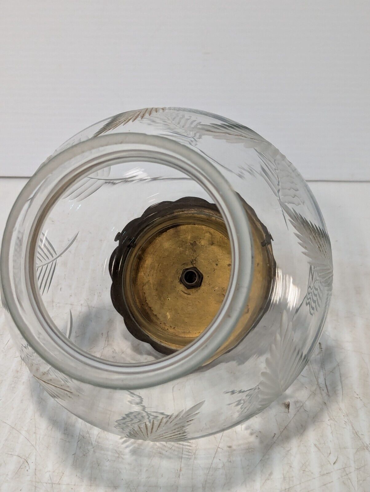 Vintage Etched Glass Light Fixture Globe - Free Shipping