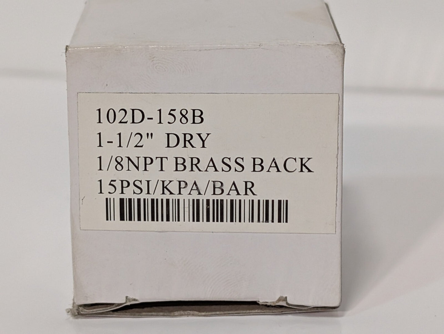 102D-158B Dry Pressure Gauge 1.5" 1/8" NPT Brass Back 15 PSI/KPA/BAR