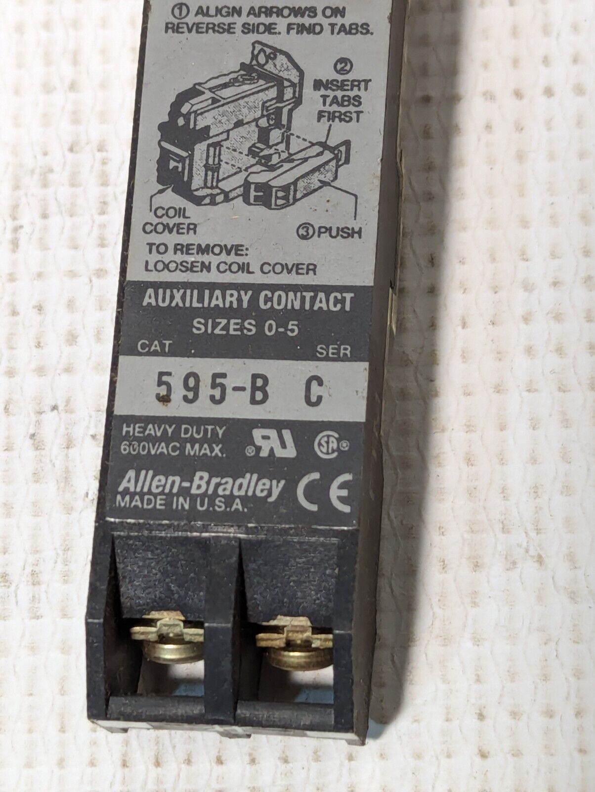 Allen Bradley 595-B Heavy Duty Size 0-5(-4) Auxilary Contact - Free Shipping