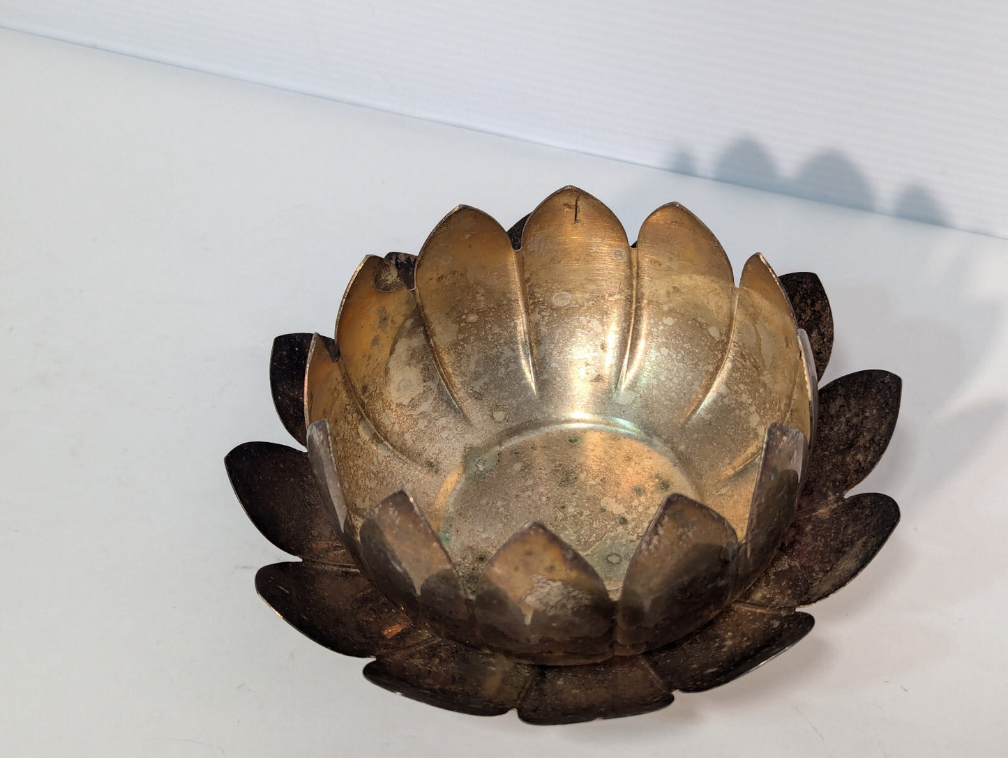 Vintage Brass Lotus Candle Holder Cone Incense Burner Dish Nested Removable Part