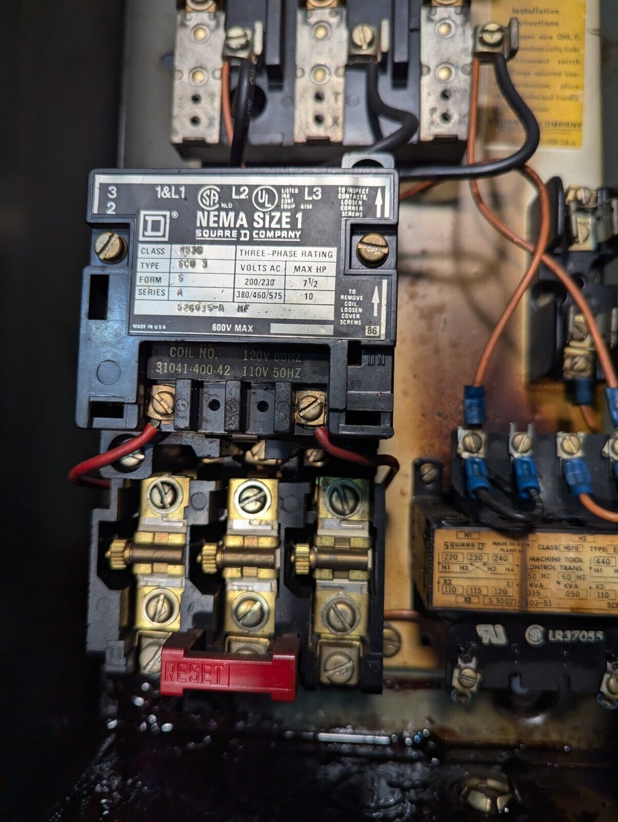 Square D 8538SCG14S combination motor starter, NEMA size 1, 30A - Free Shipping