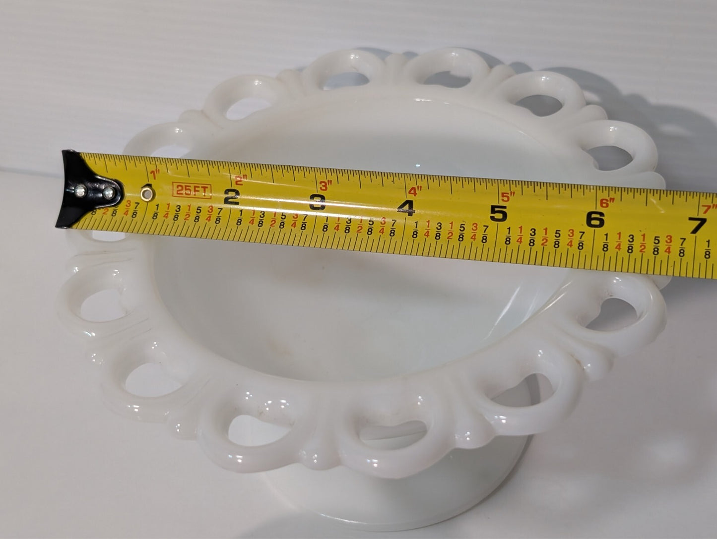Vintage White Milk Glass Candy Dish Mid-Century 7" Diameter 6.5" Height
