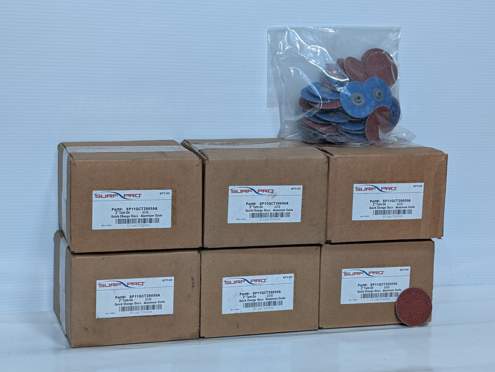 Surf Pro SP11QCT20050A Quick Change Discs, 2" Turn-On, Aluminum Oxide, 50 Ct Box