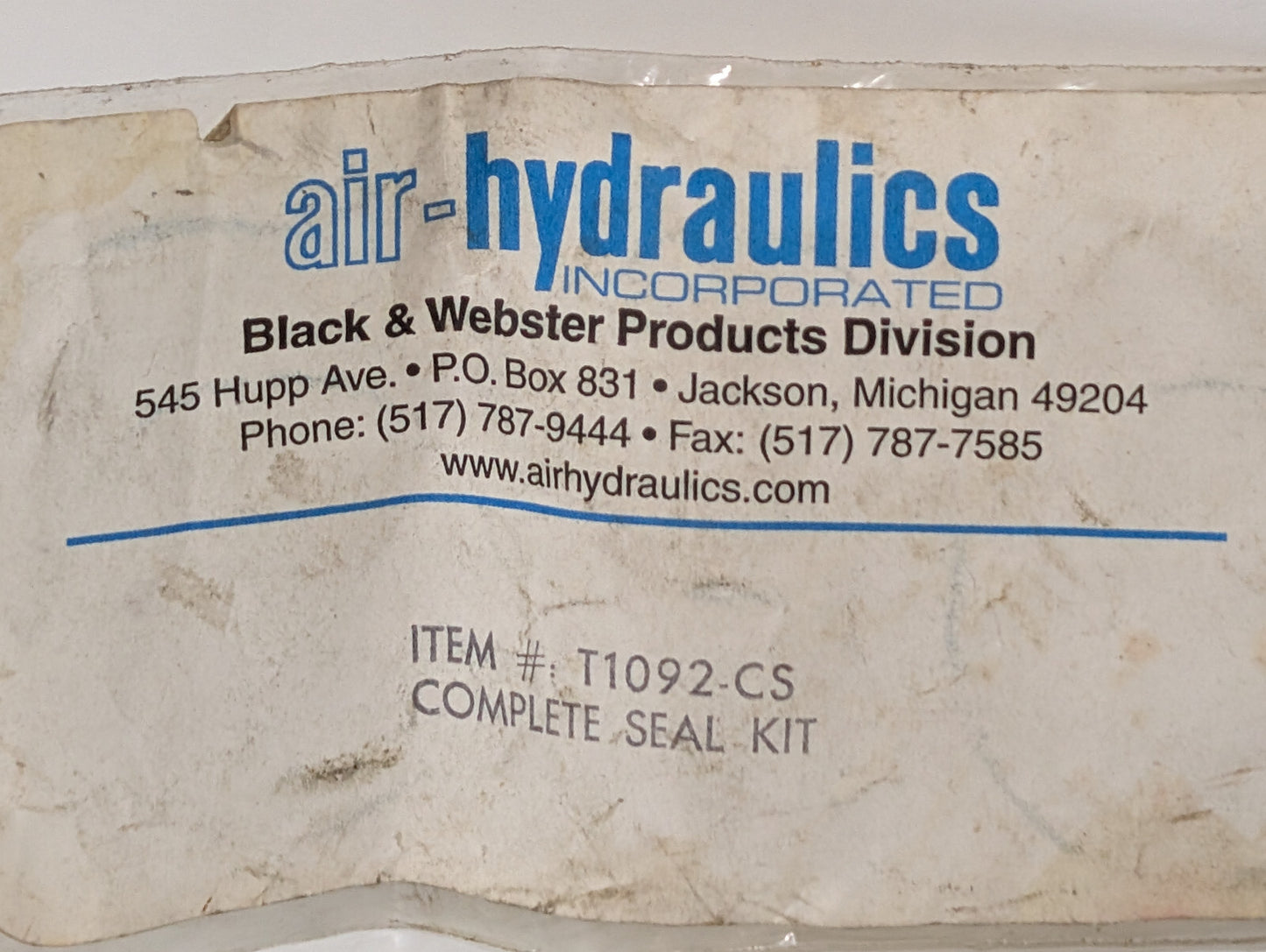 Air-Hydraulics, Inc T1092-CS Black & Webster Complete Seal Kit T1092CS