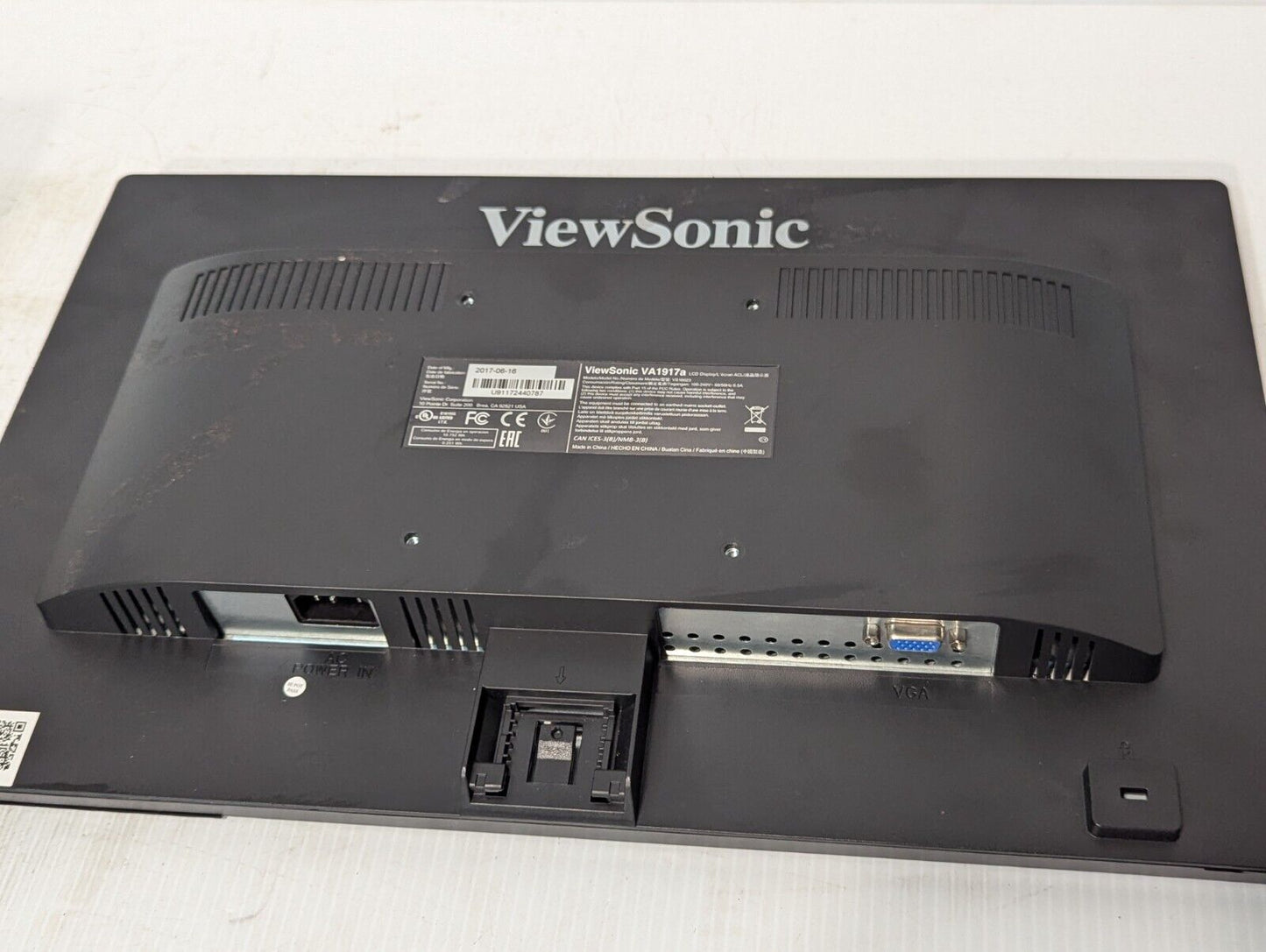 ViewSonic VA1917A Monitor, 2017, Mat Black, Working - Free Shipping