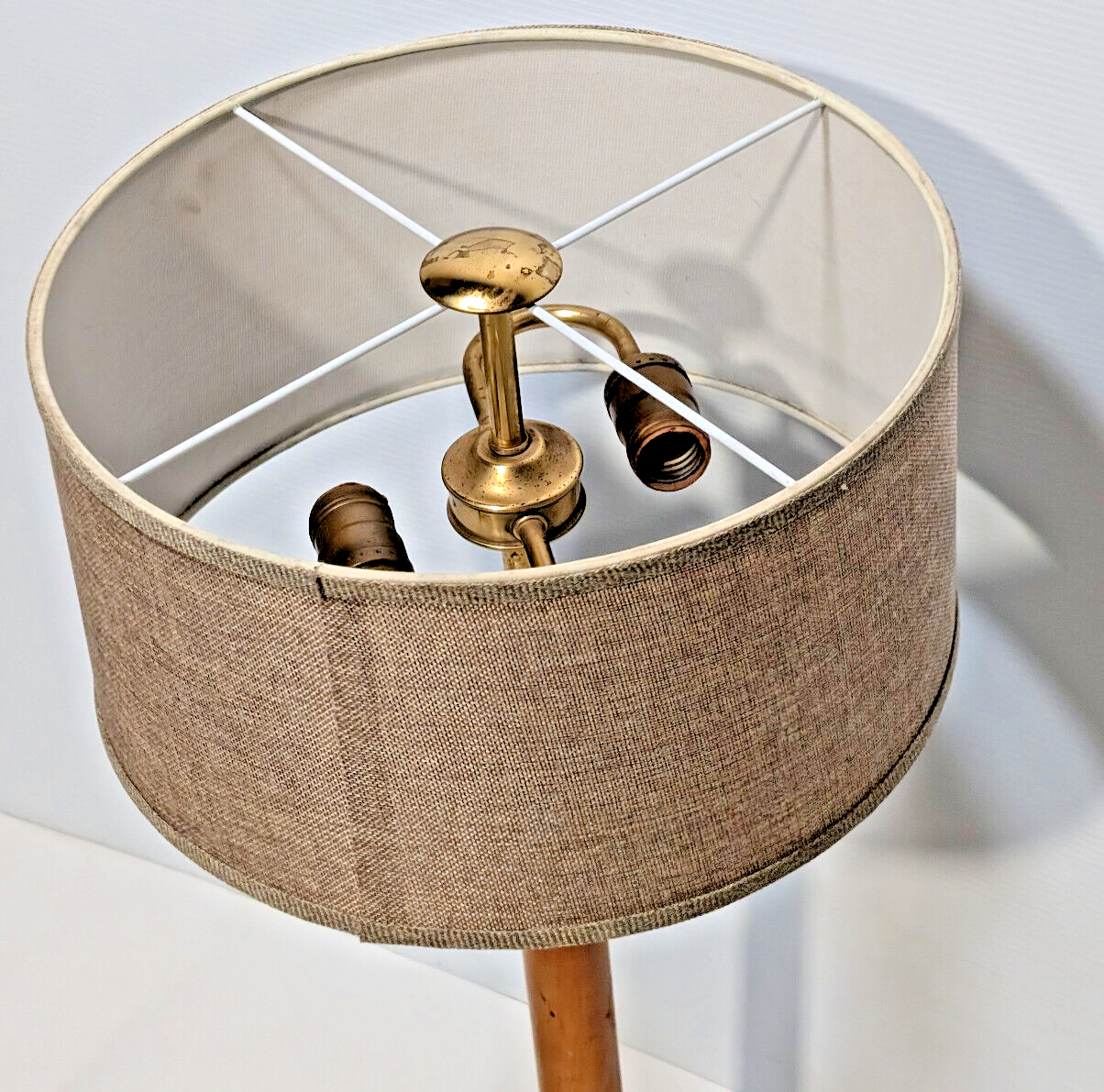 27" Vintage, Mid Century Modern, Danish Style, Wood, Teak, S Socket, Table Lamp