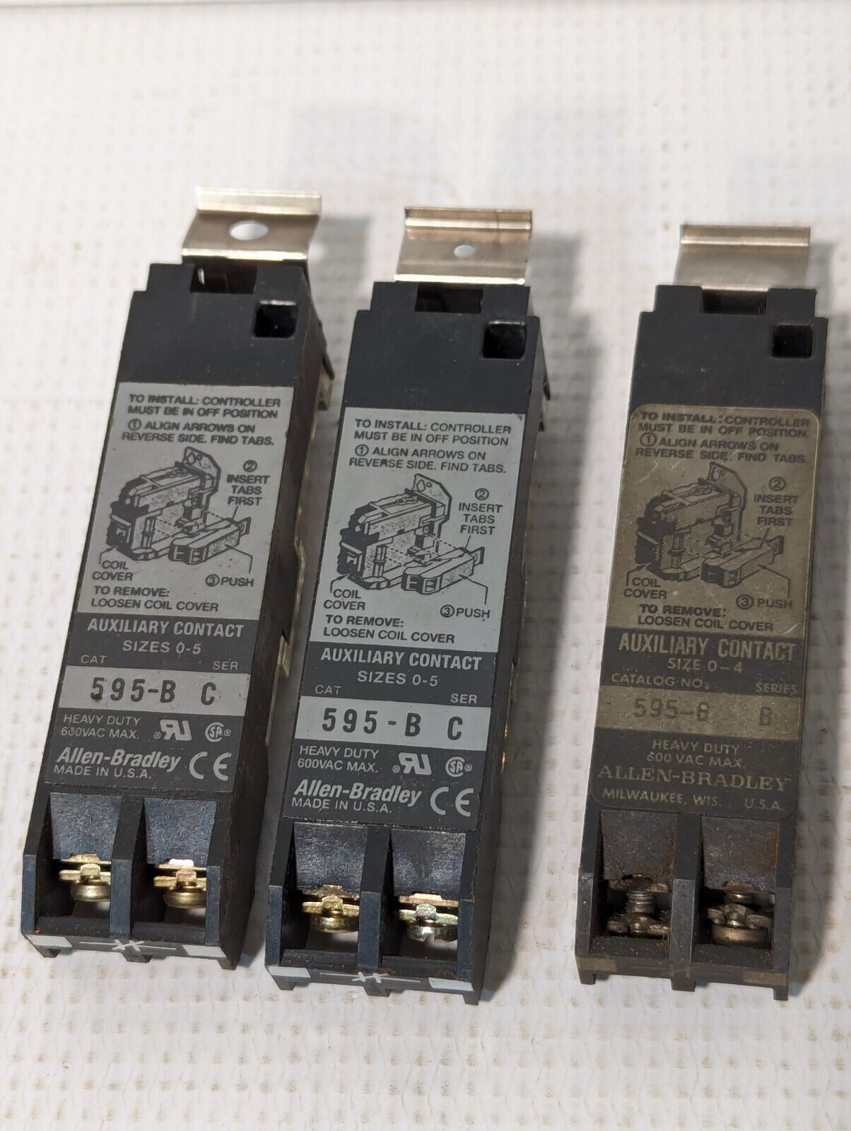 Allen Bradley 595-A Heavy Duty Size 0-4 Auxiliary Contact - Free Shipping