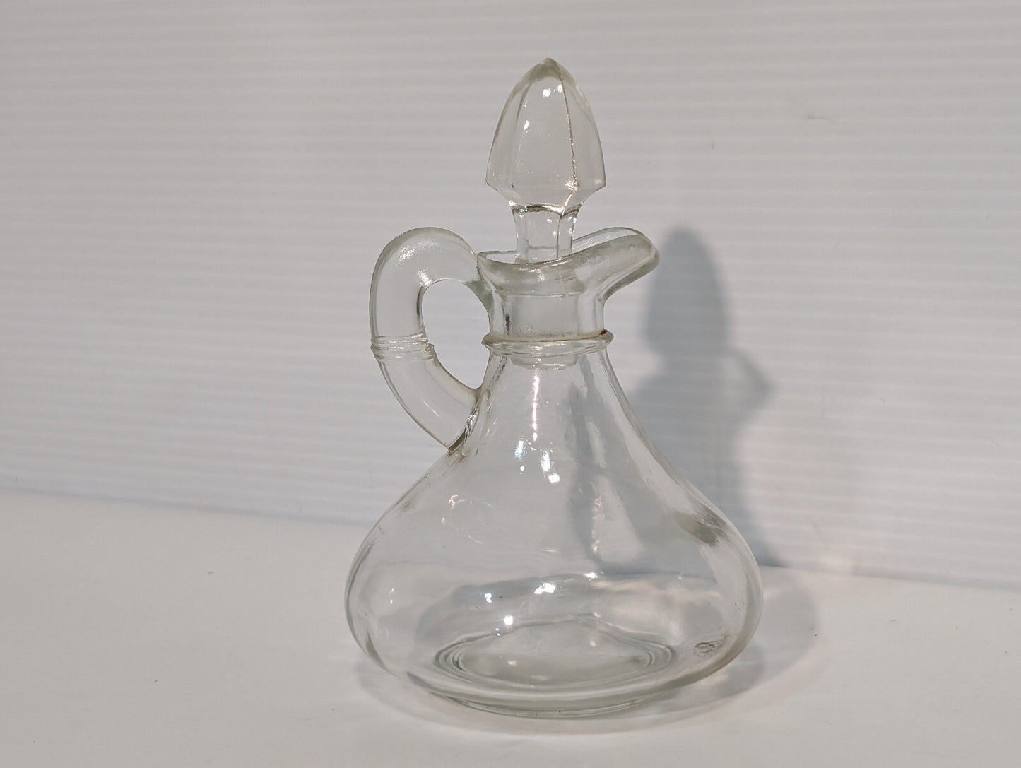 Vintage Clear Glass Cruet Bottle with Stopper Oil Vinegar Dressing Serving Ware