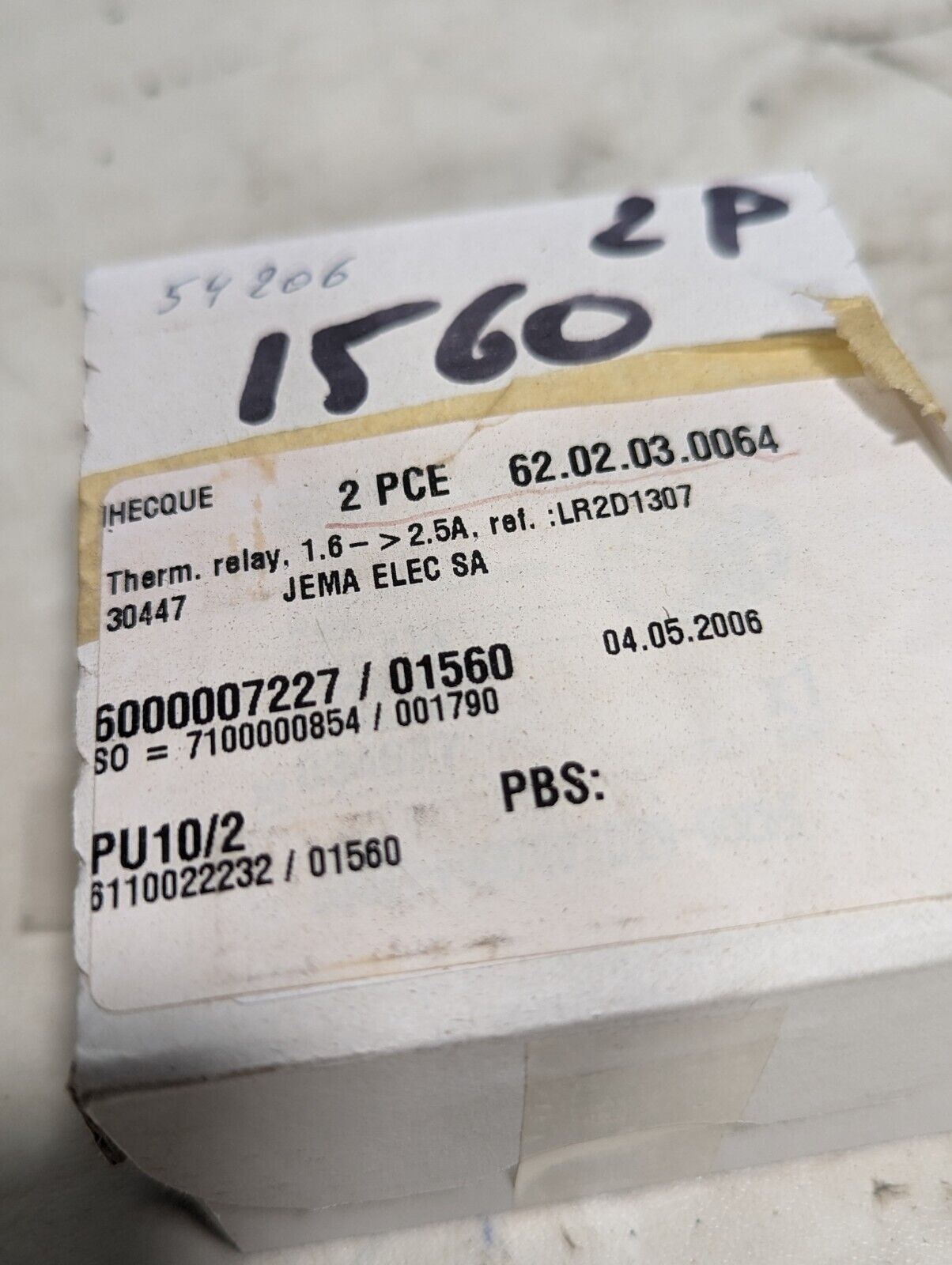 Telemecanique/Schneider Electric LRD07 Thermal Relay 1.6-2.5A, 690VAC, Class 10