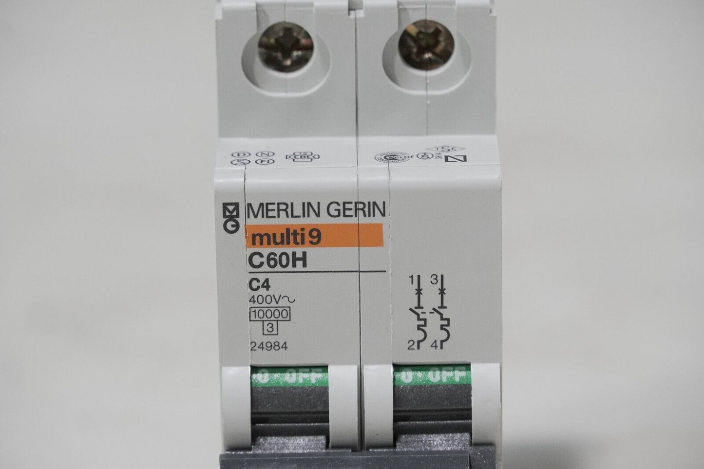 Merlin Gerin 24984 circuit breaker, 4A, 2 pole, 400VAC, Multi9 C60H C4