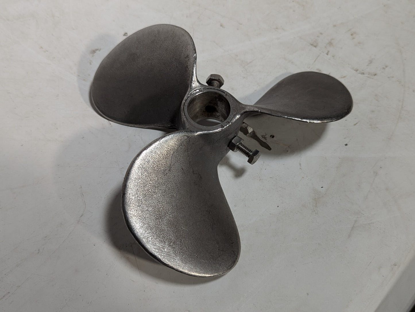 8.5" Mixing Propeller, 3 Blades, Steel, Two Set Bolts with Hex Heads