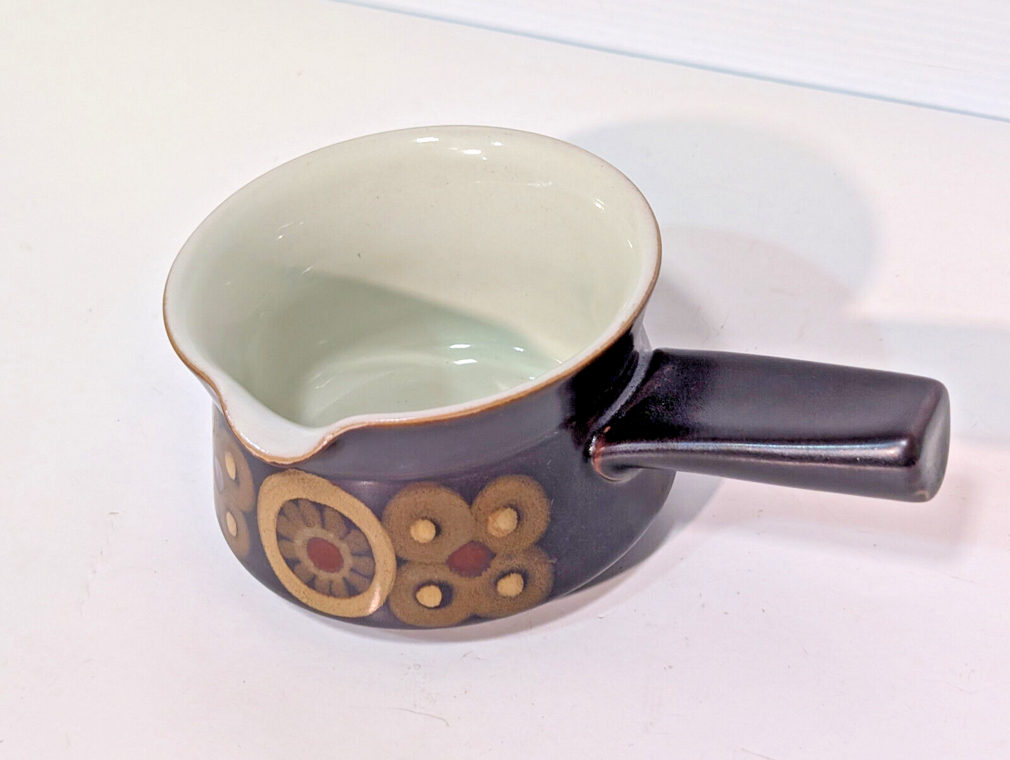 Vintage 60s Denby Arabesque Stonewear Cheese Pot Sauce Gravy Boat Tea Crock Dish