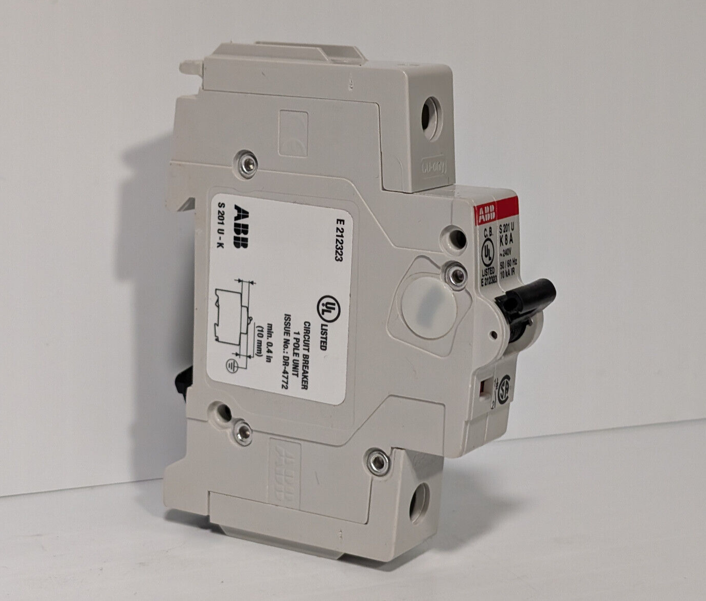 ABB S201U-K8 Circuit Breaker, 162K356H01 8 A, 240 VAC, 50/60 Hz, 1-Pole