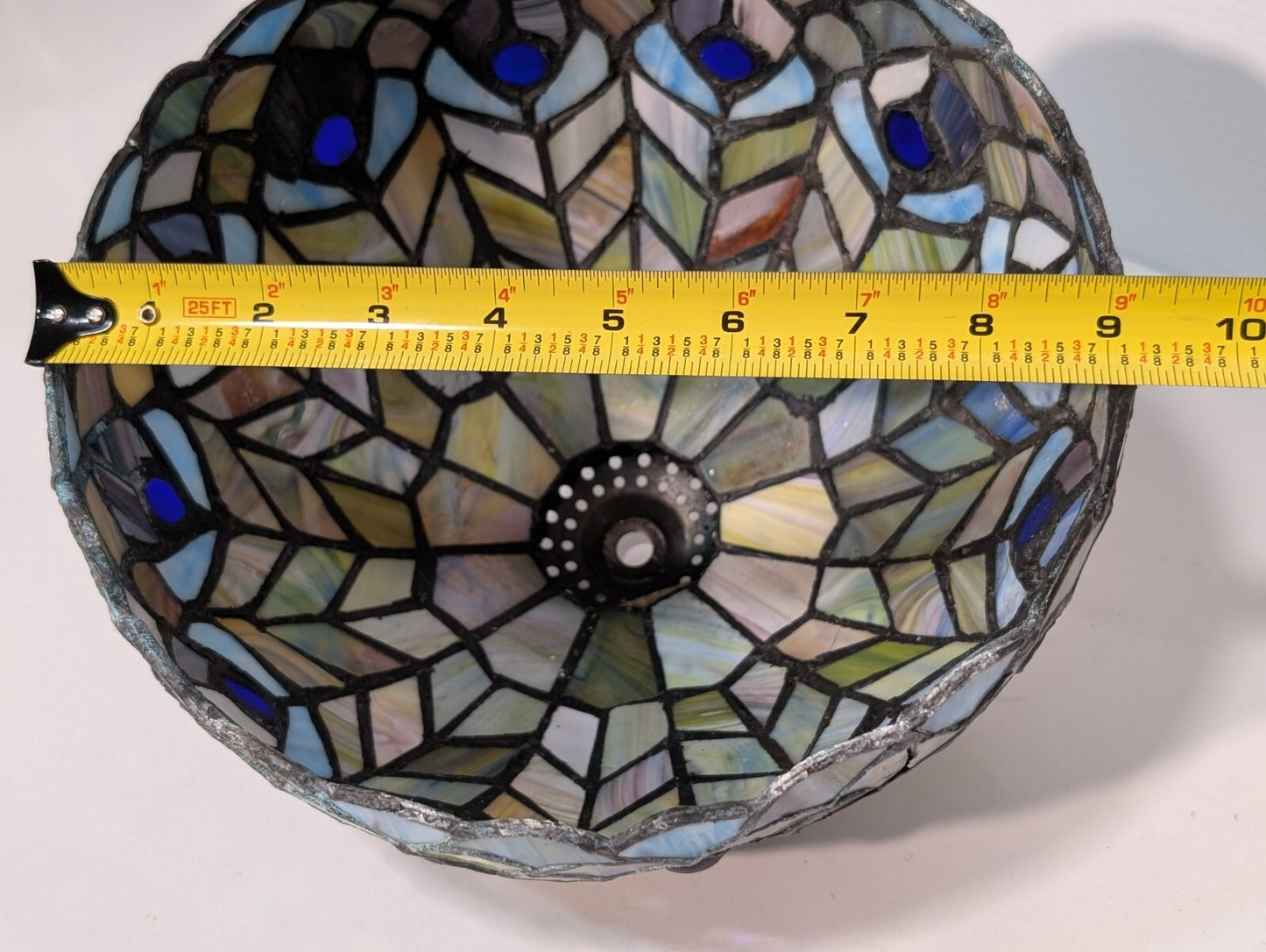 Vintage Leaded Glass Lamp Shade, 9" Wide, 6" Tall, Beautiful Piece