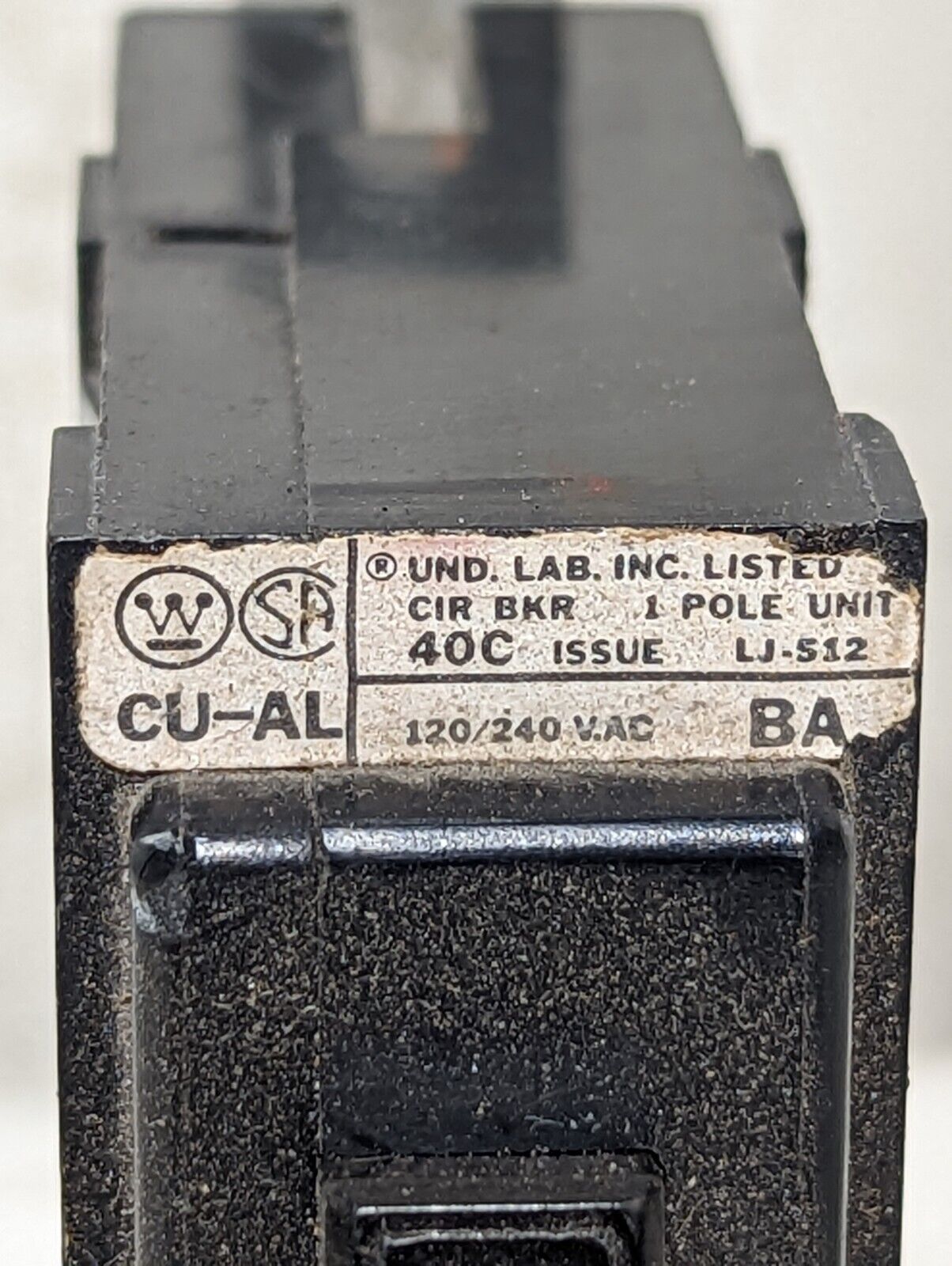 Westinghouse BA170 circuit breaker, 70A, 120/240VAC, 1 pole