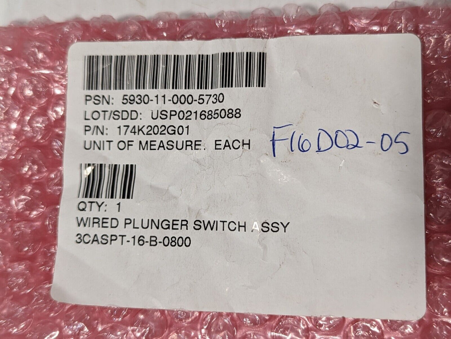 174K202G01 Wired Plunger Switch Assembly - Free Shipping