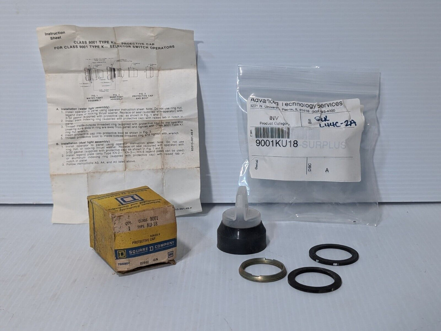 Square D 9001KU18 Protective Cap for Selector Switch, Series F, Clear Cap