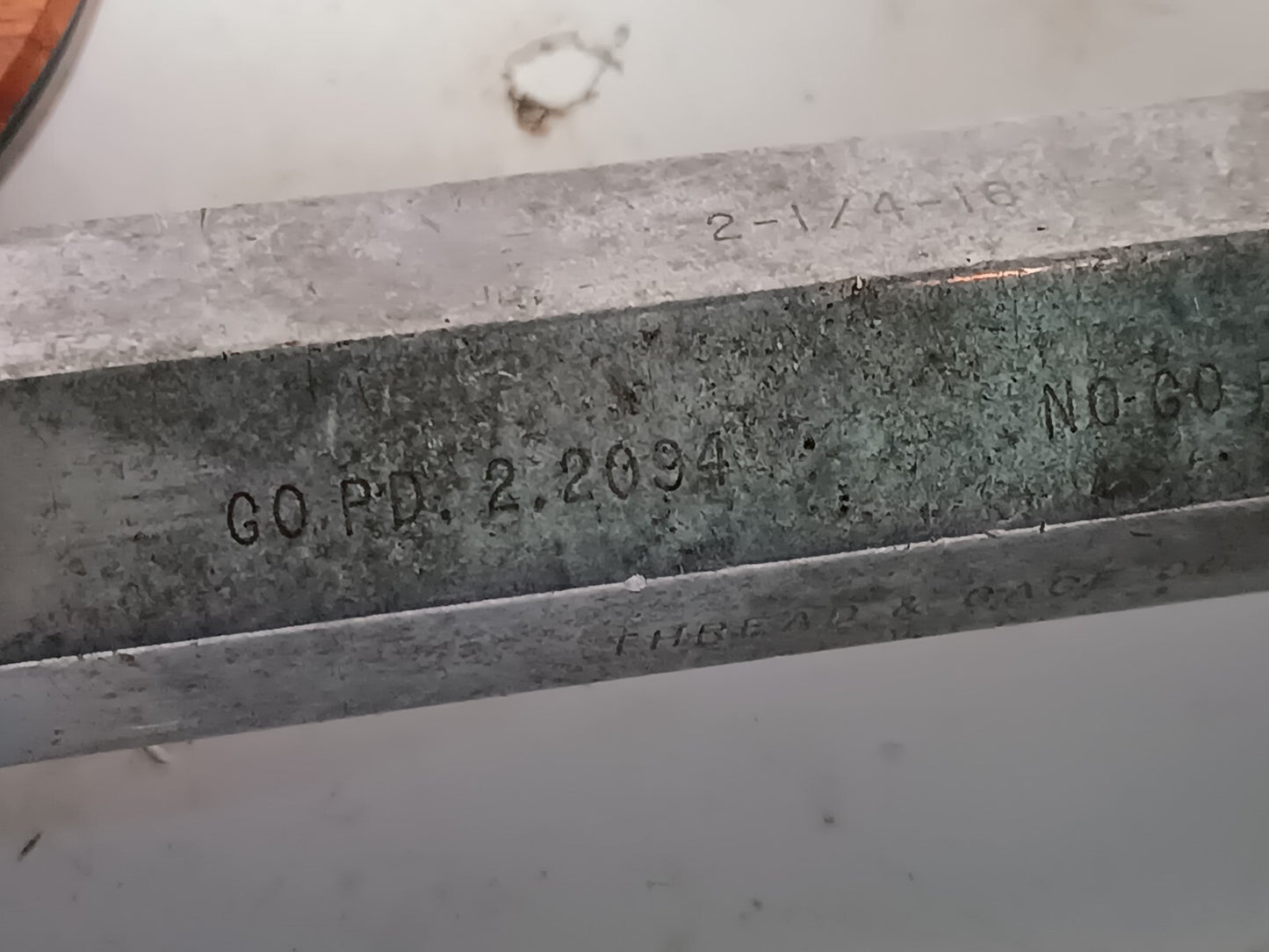 Thread & Gage Co 2-1/4-16 N-2 Thread Plug Gage Go PD 2.2094 ~ No Go PD 2.2158