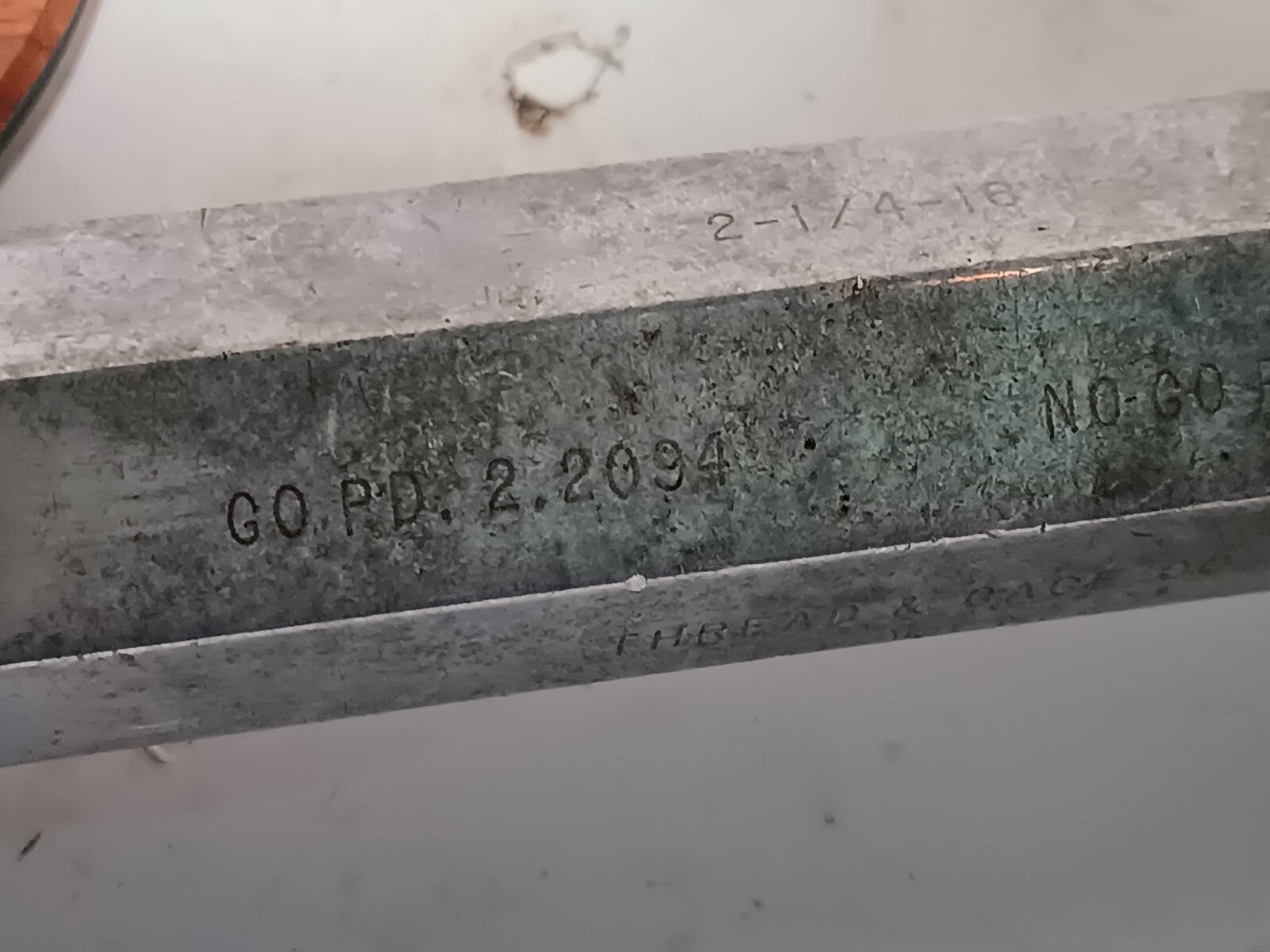 Thread & Gage Co 2-1/4-16 N-2 Thread Plug Gage Go PD 2.2094 ~ No Go PD 2.2158
